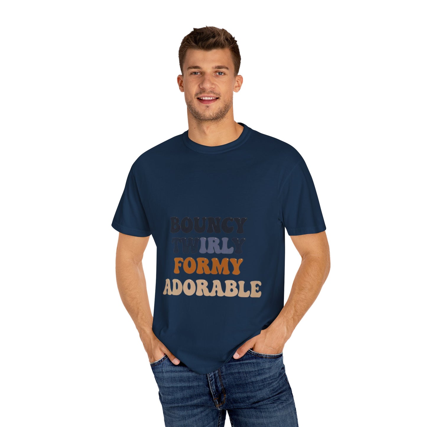 Bouncy Twirly Adorable T-Shirt – Men Garment-Dyed Tee for Fun Lovin' Souls