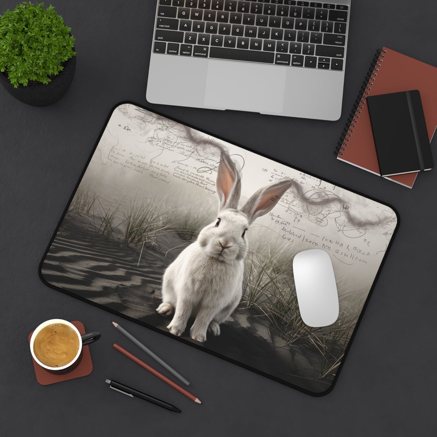 Whimsical Rabbit Desk Mat - Nature-Inspired Desk Accessory for Home or Office
