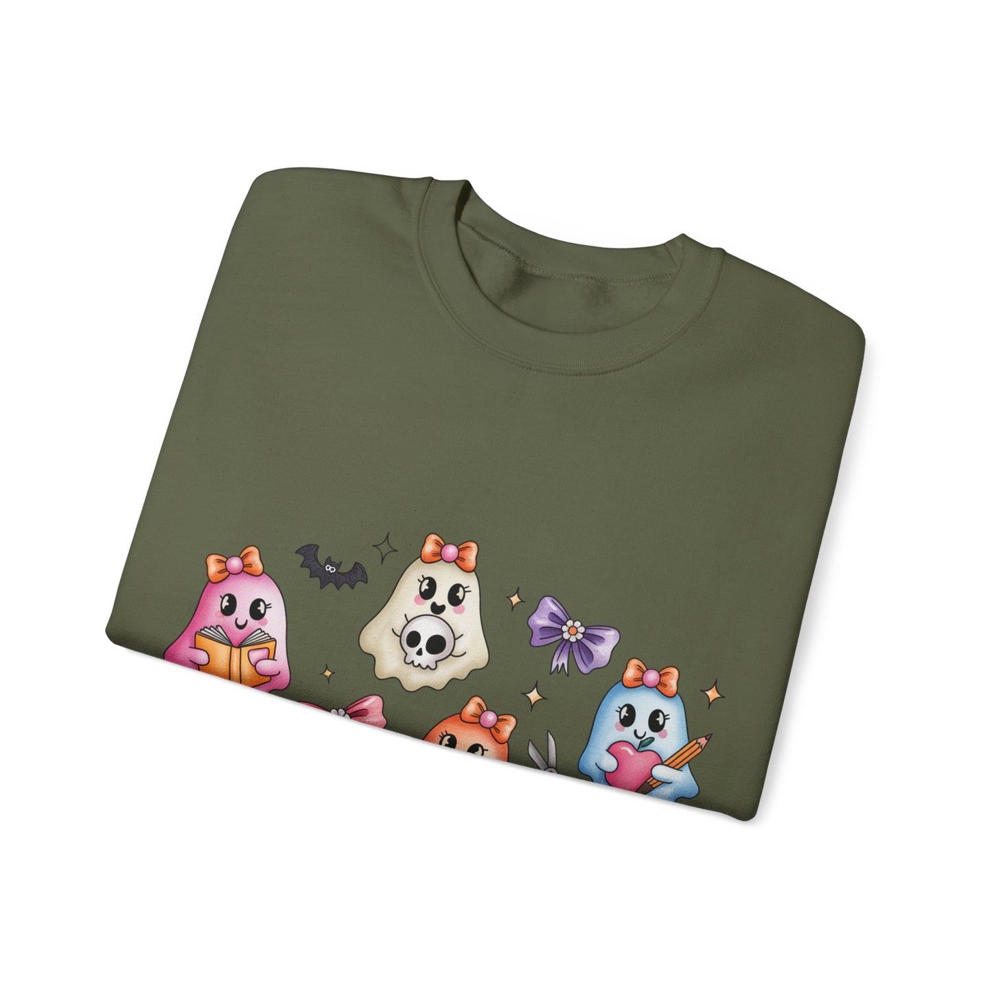 Cute Ghosts Women Crewneck Sweatshirt, Cozy Halloween Apparel, Spooky Season Outfit, Gift for Ghost Lovers, Funny Sweatshirt for Fall