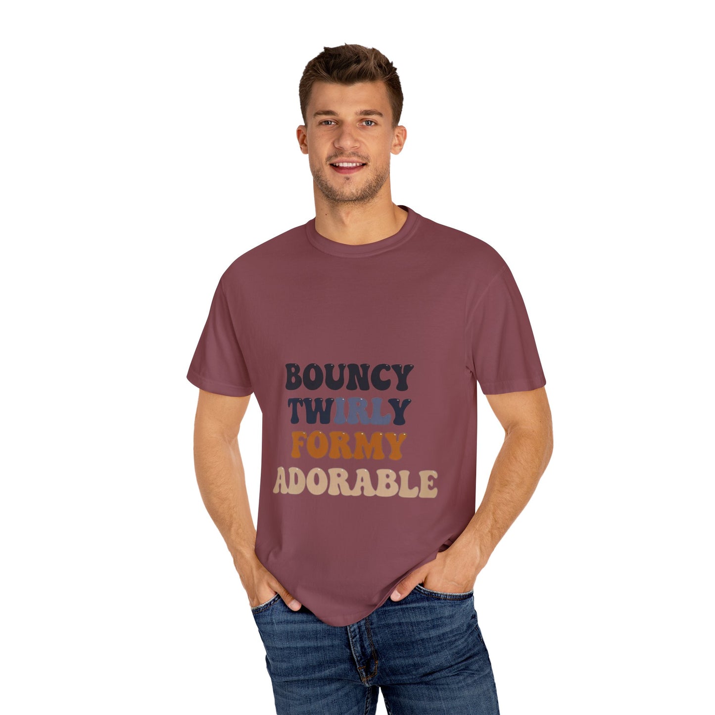 Bouncy Twirly Adorable T-Shirt – Men Garment-Dyed Tee for Fun Lovin' Souls