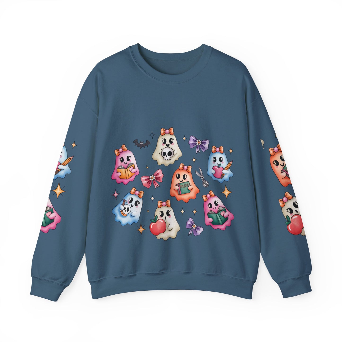 Cute Ghosts Women Crewneck Sweatshirt, Cozy Halloween Apparel, Spooky Season Outfit, Gift for Ghost Lovers, Funny Sweatshirt for Fall