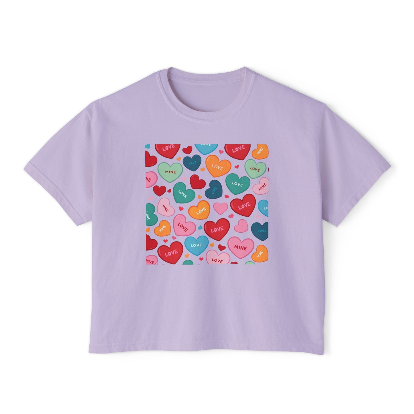 Women's Love Boxy Tee - Heart Print Shirt