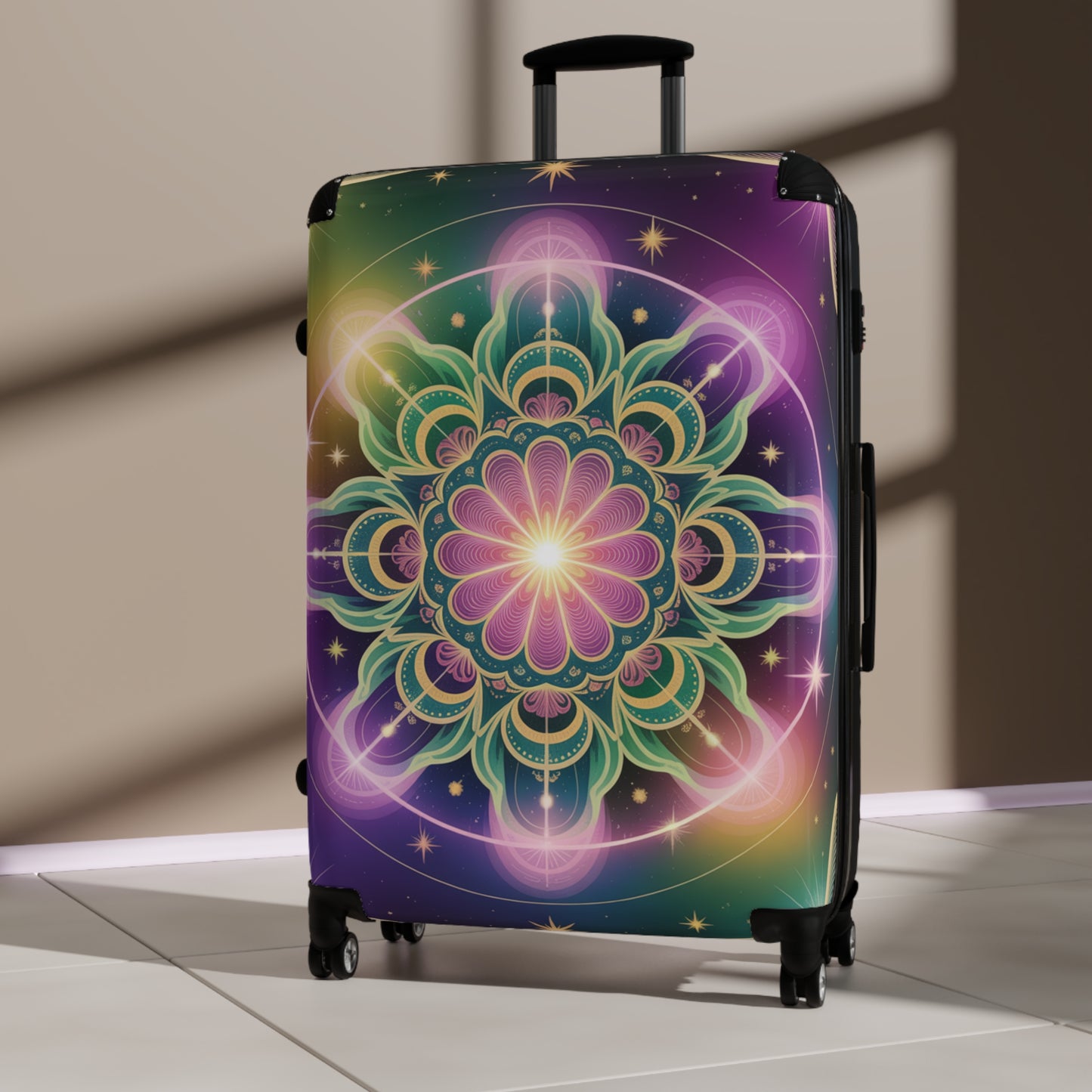 Colorful Mandala Suitcase - Travel Luggage, Bohemian Vacation Case, Unique Baggage, Colorful Travel Accessory, Festival Gear