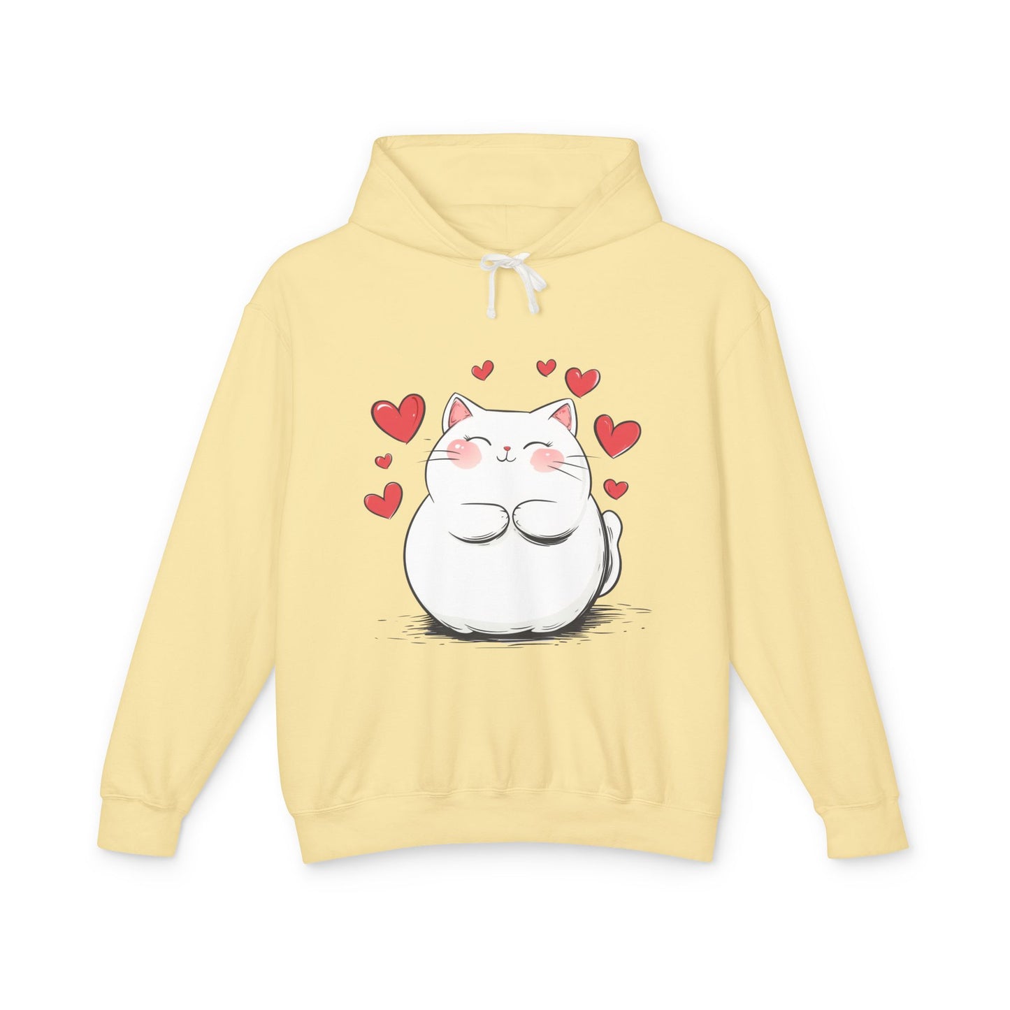 Cute Cat Love Lightweight Hooded Sweatshirt