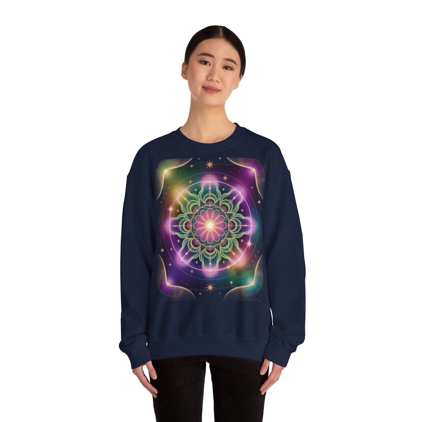 Cosmic Mandala Sweatshirt | Women's Crewneck | Soft Heavy Blend | Ideal for Cozy Nights, Meditation, Festivals, Gifts
