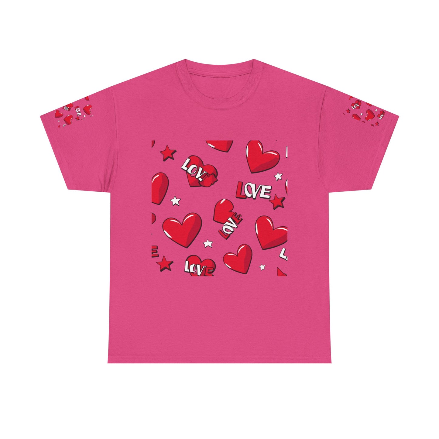 Romantic Love Heart Heavy Cotton Tee - Perfect for Everyday Wear