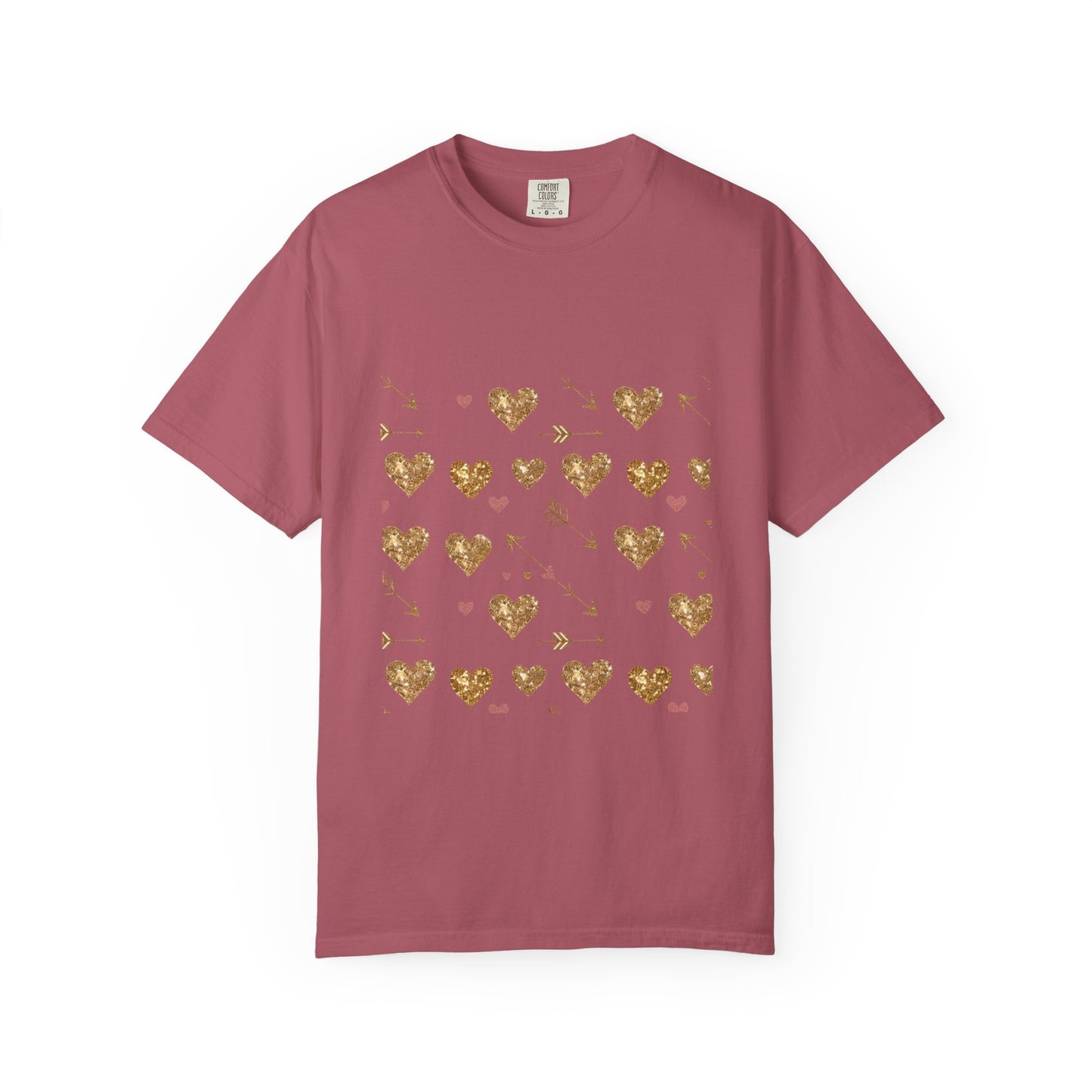 Gold Heart Pattern Women T-Shirt - Perfect for Everyday Love