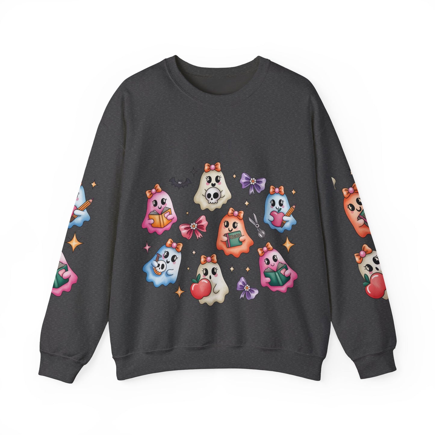 Cute Ghosts Women Crewneck Sweatshirt, Cozy Halloween Apparel, Spooky Season Outfit, Gift for Ghost Lovers, Funny Sweatshirt for Fall