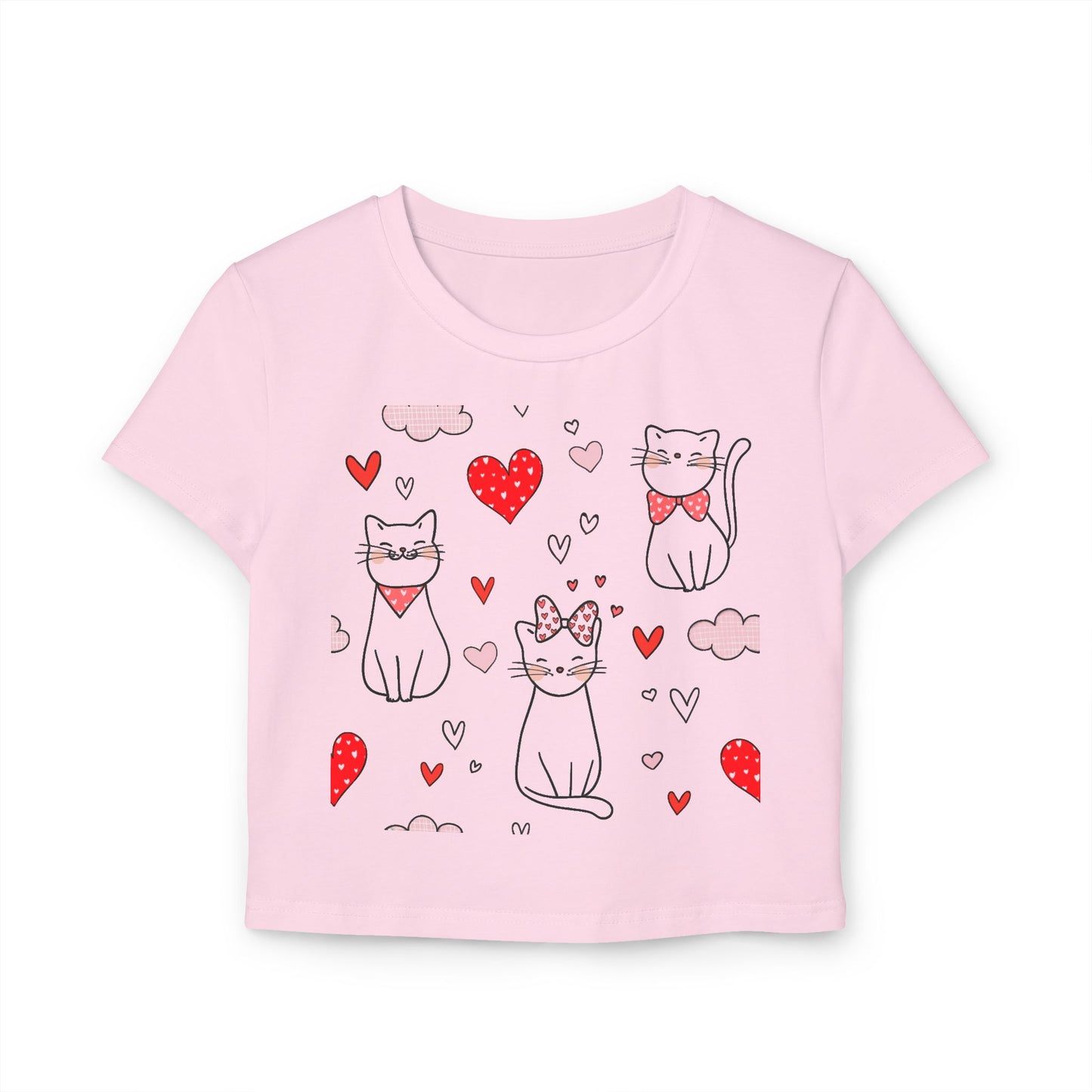 Cute Cat Love Women's Baby Tee - Adorable Heart Design