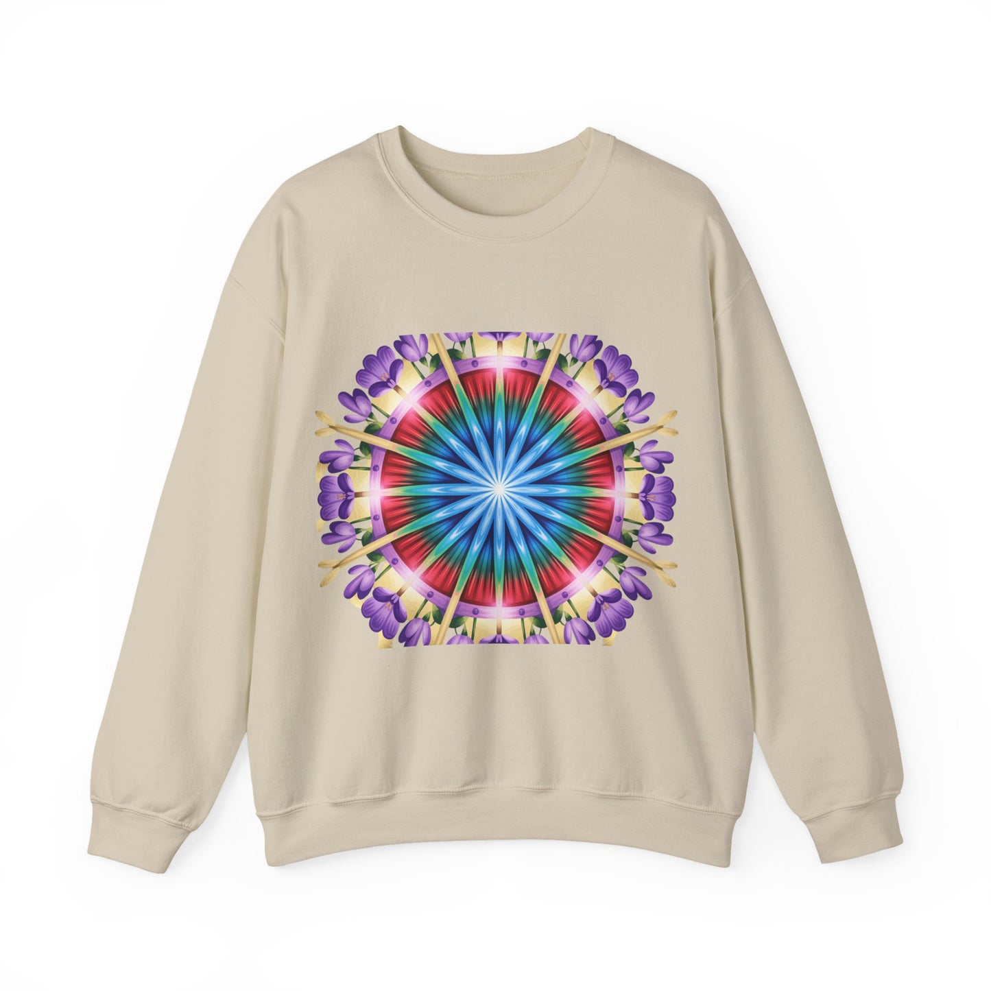 Vibrant Floral Mandala Crewneck Sweatshirt | Cozy Apparel, Stylish Gift, Casual Wear, Everyday Comfort, Botanical Design