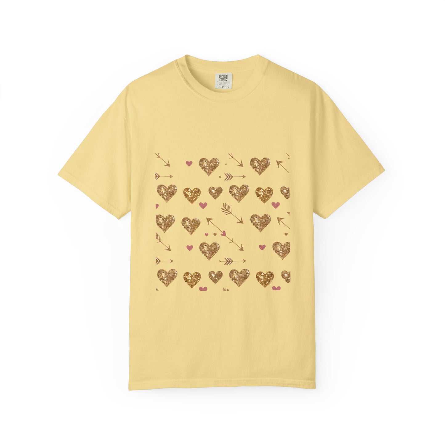 Gold Heart Pattern Women T-Shirt - Perfect for Everyday Love