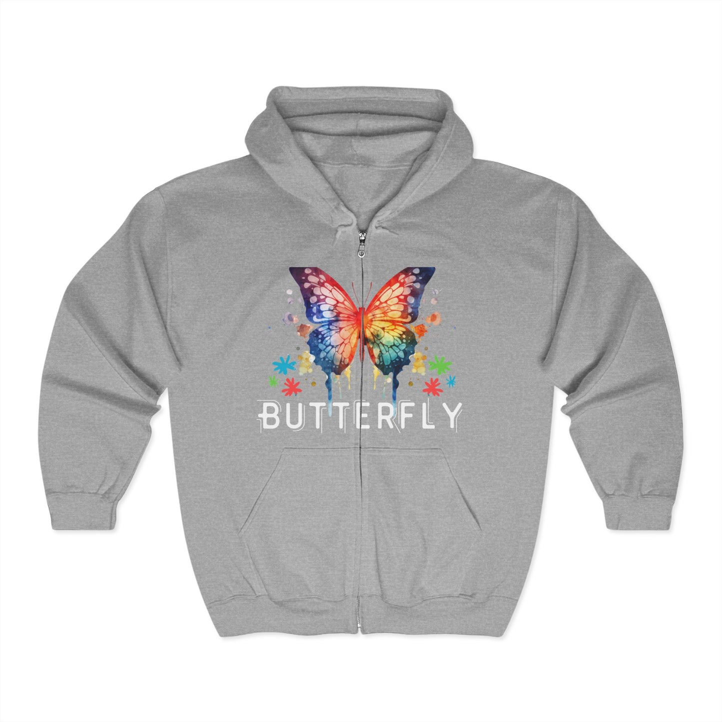 Felpa con cappuccio Butterfly Bliss Full Zip - Colorata e comoda