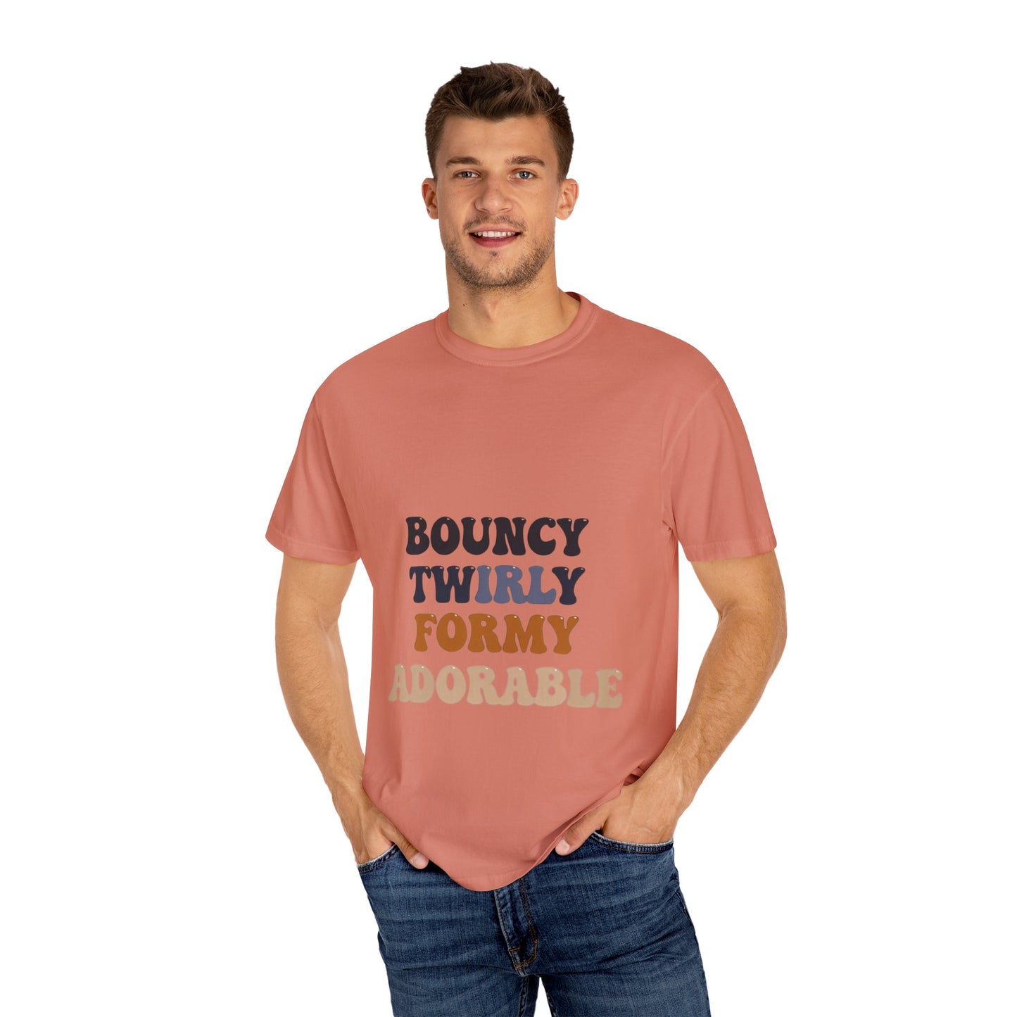 Bouncy Twirly Adorable T-Shirt – Men Garment-Dyed Tee for Fun Lovin' Souls