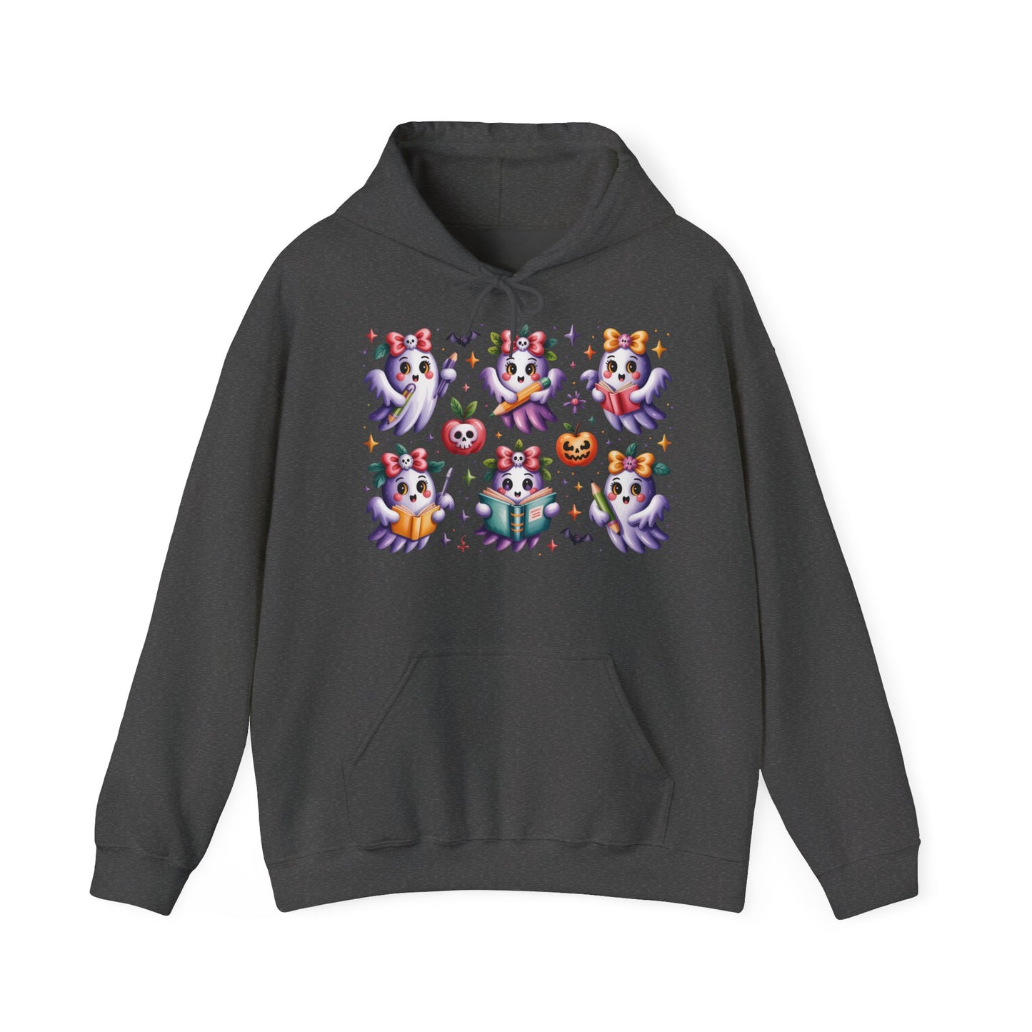 Whimsical Ghosts Halloween Hoodie, Spooky Sweatshirt, Women Cozy Pullover, Halloween Apparel, Pumpkin Decor, Ghostly Fashion