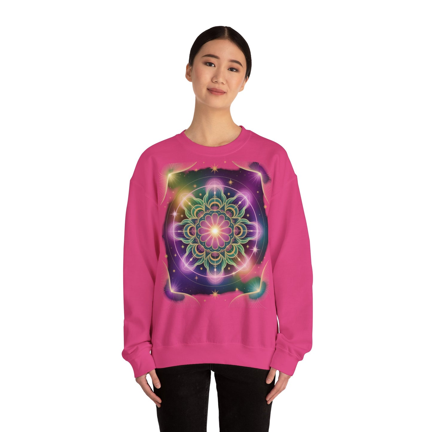 Cosmic Mandala Sweatshirt | Women's Crewneck | Soft Heavy Blend | Ideal for Cozy Nights, Meditation, Festivals, Gifts
