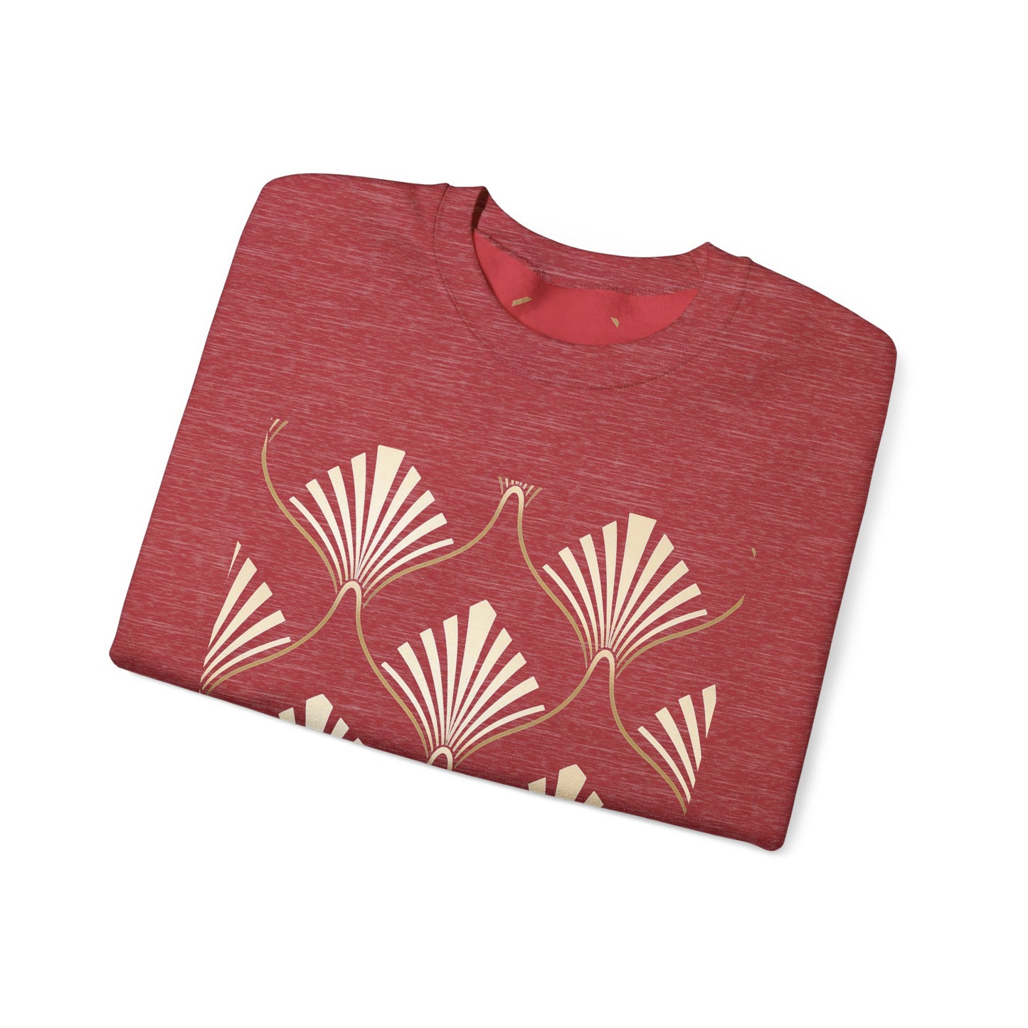 Elegant Gold Fan Pattern Crewneck Sweatshirt