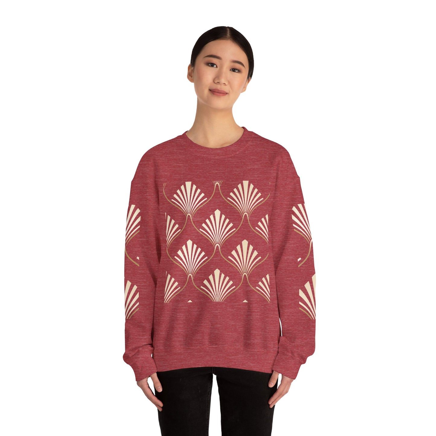 Elegant Gold Fan Pattern Crewneck Sweatshirt