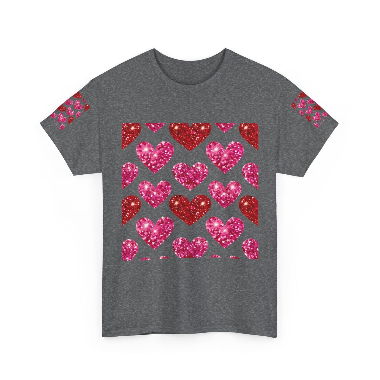Sparkling Hearts Cotton Tee - Perfect for Valentine's Day & Love Celebrations