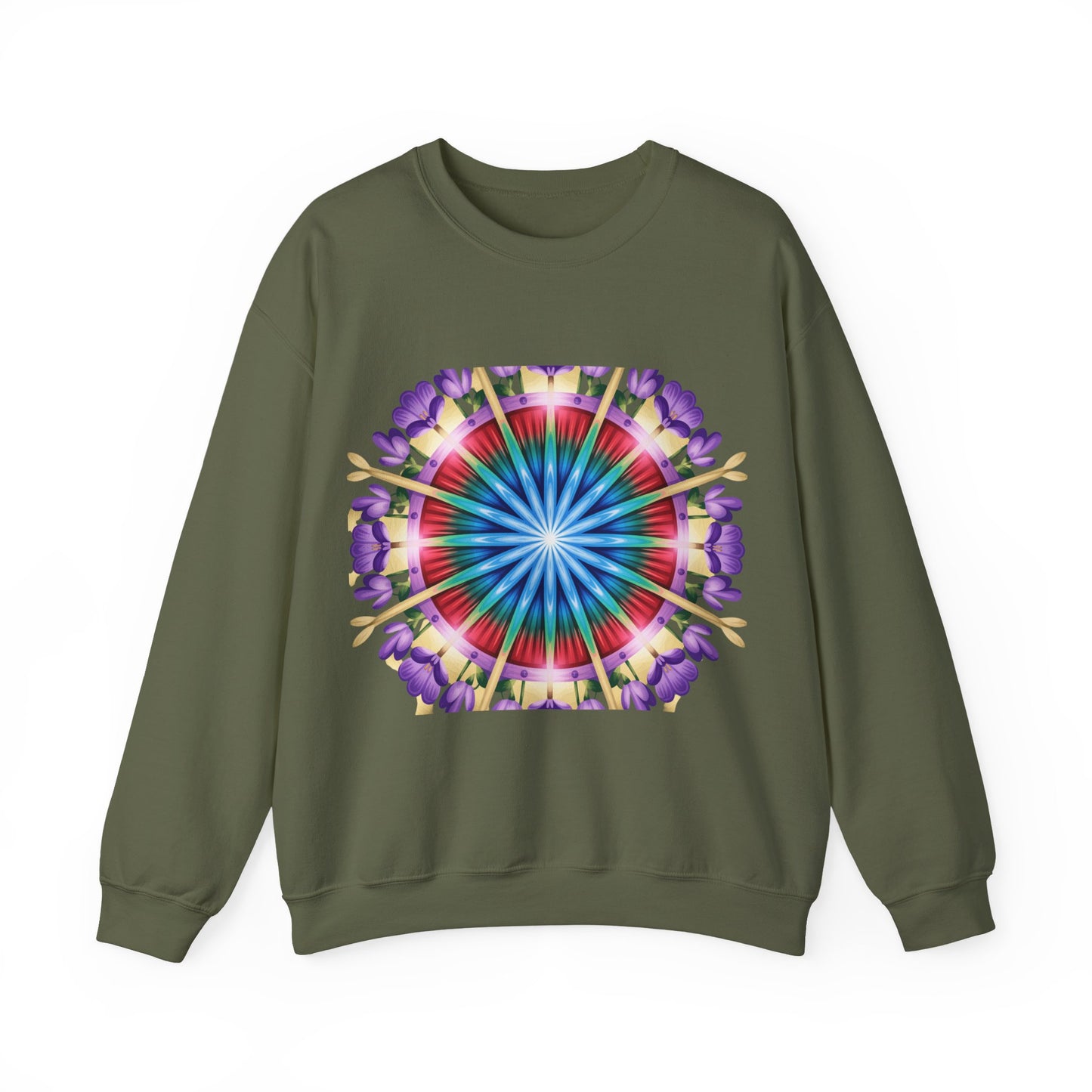 Vibrant Floral Mandala Crewneck Sweatshirt | Cozy Apparel, Stylish Gift, Casual Wear, Everyday Comfort, Botanical Design