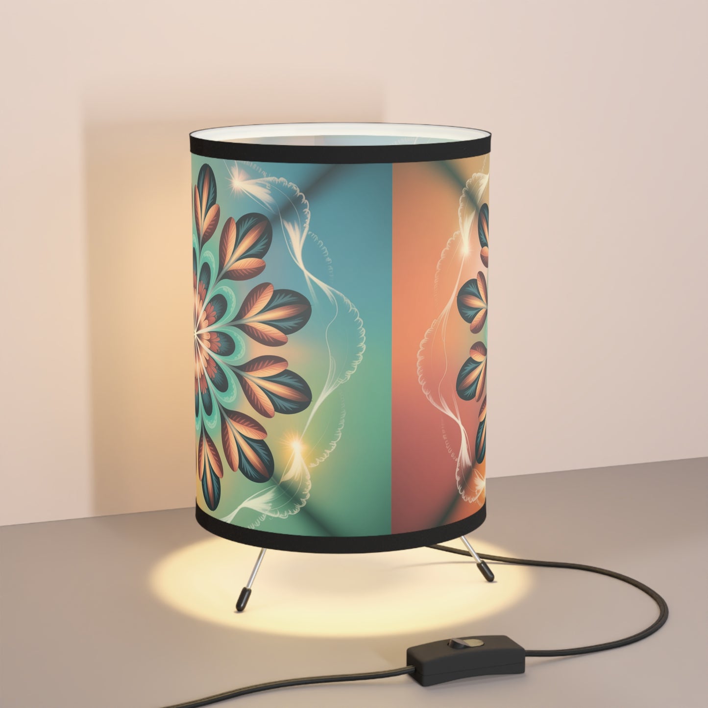 Tripod Lamp with Floral High-Res Shade, Bohemian Home Decor, Living Room Accent, Unique Gift, Bedroom Lighting, Festival Decor