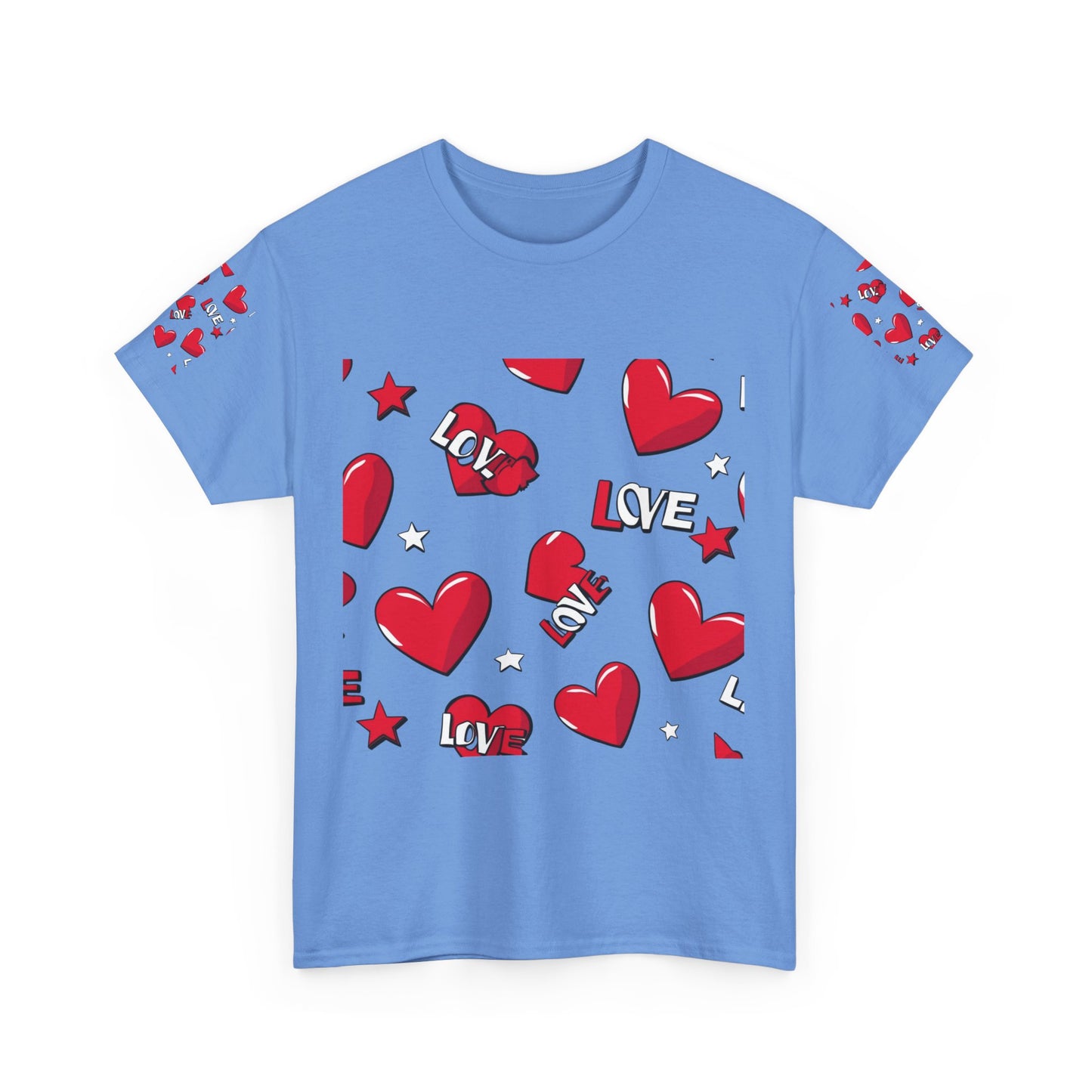 Romantic Love Heart Heavy Cotton Tee - Perfect for Everyday Wear