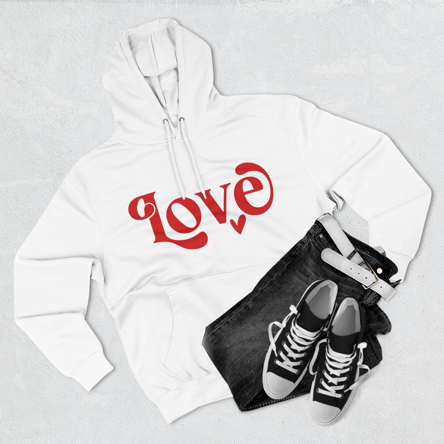 Sudadera con capucha de polar de tres paneles con gráfico Love