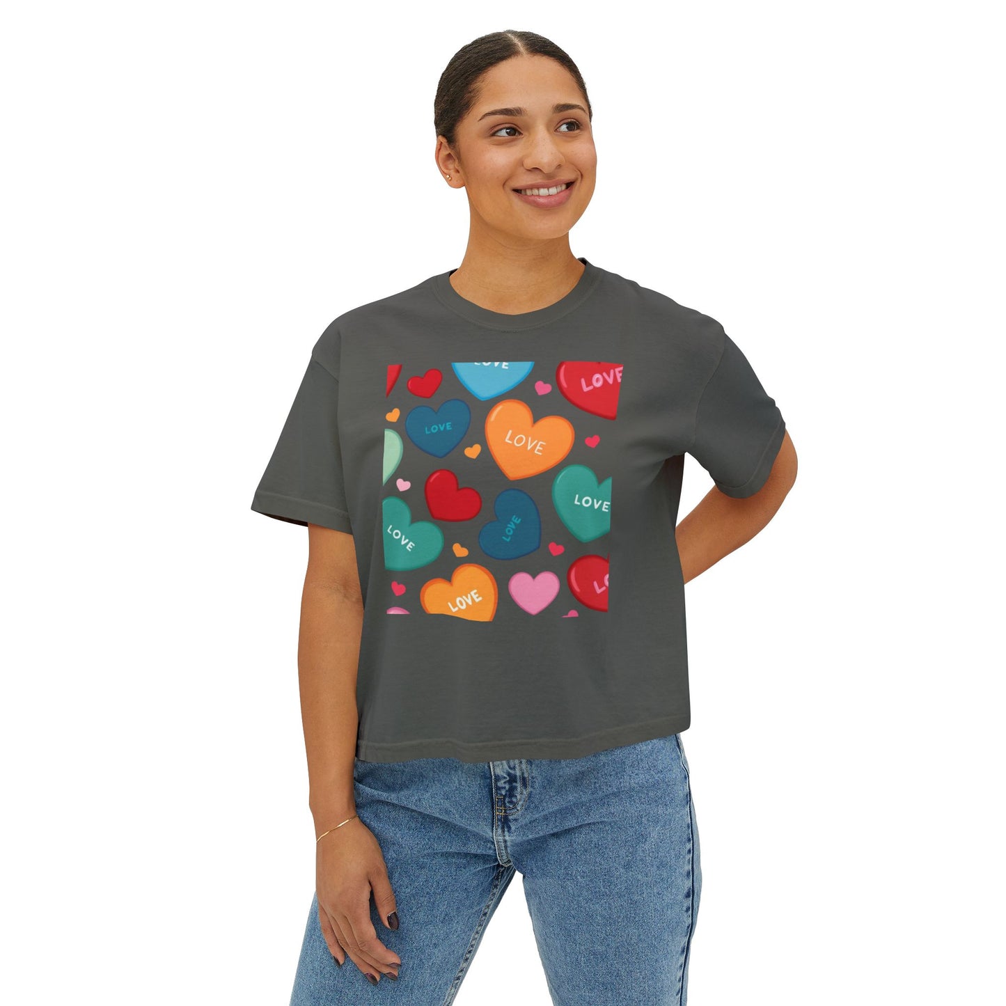 Camiseta con estampado de corazón para mujer Love Boxy Tee