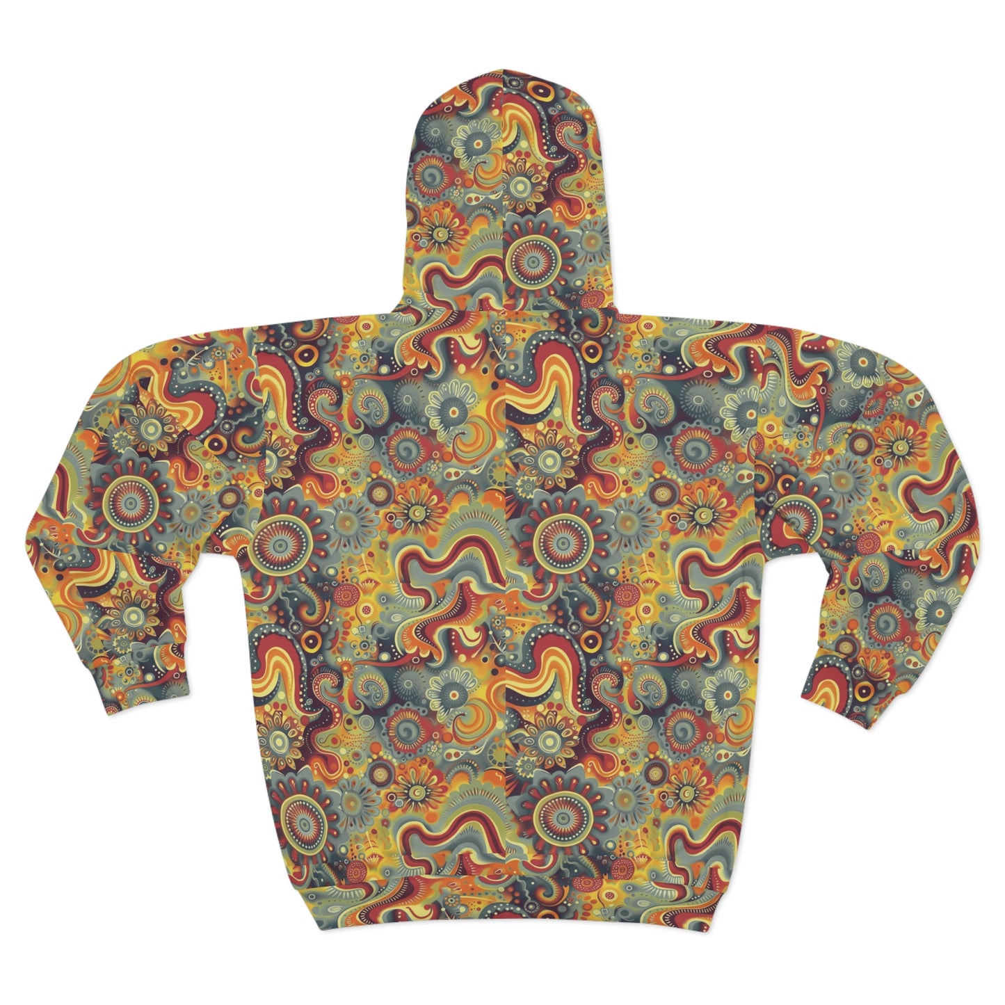 Sudadera con capucha y cremallera de estilo bohemio y colorido: perfecta para festivales y días de relax
