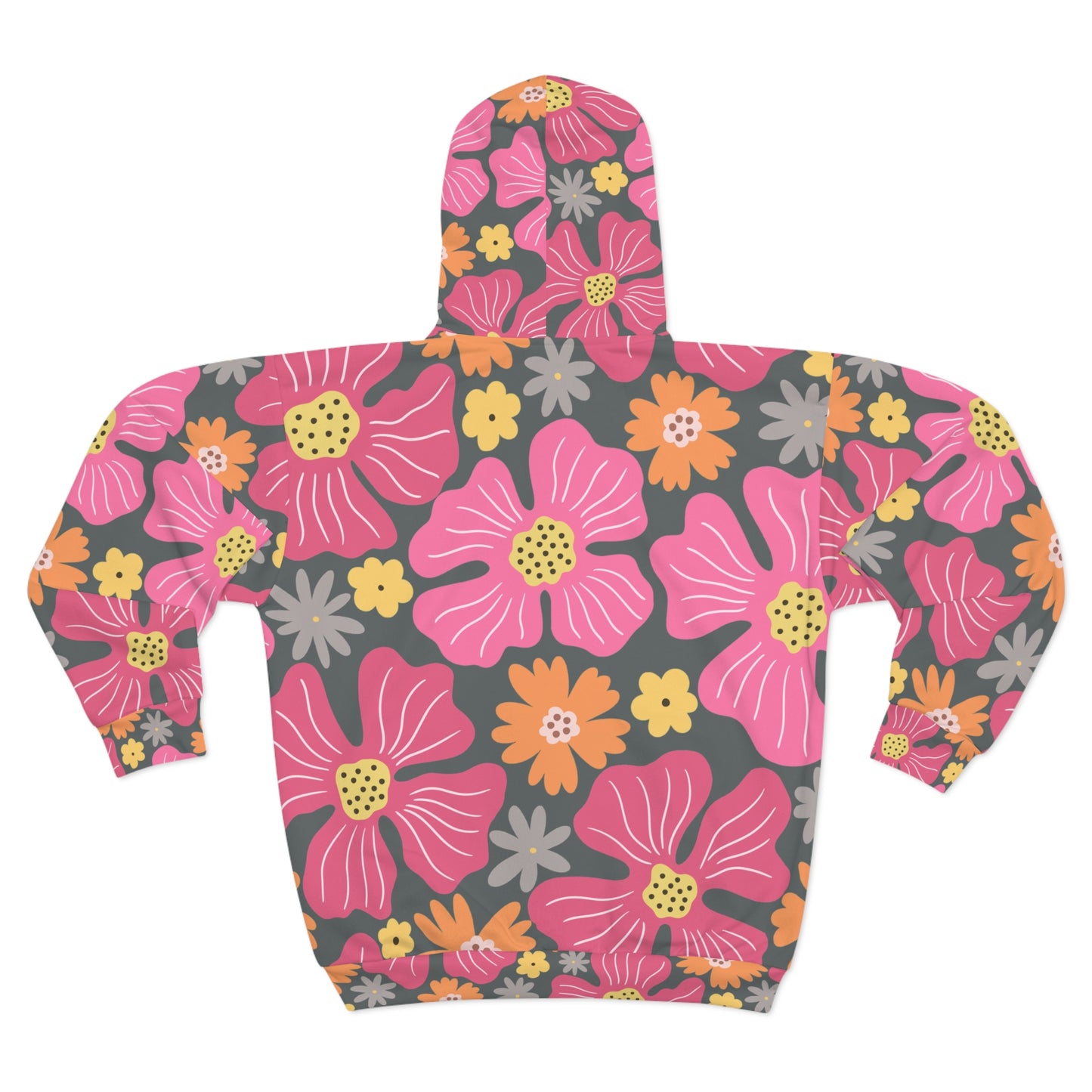 Floral Zip Hoodie - Colorful Botanical Design for Cozy Days