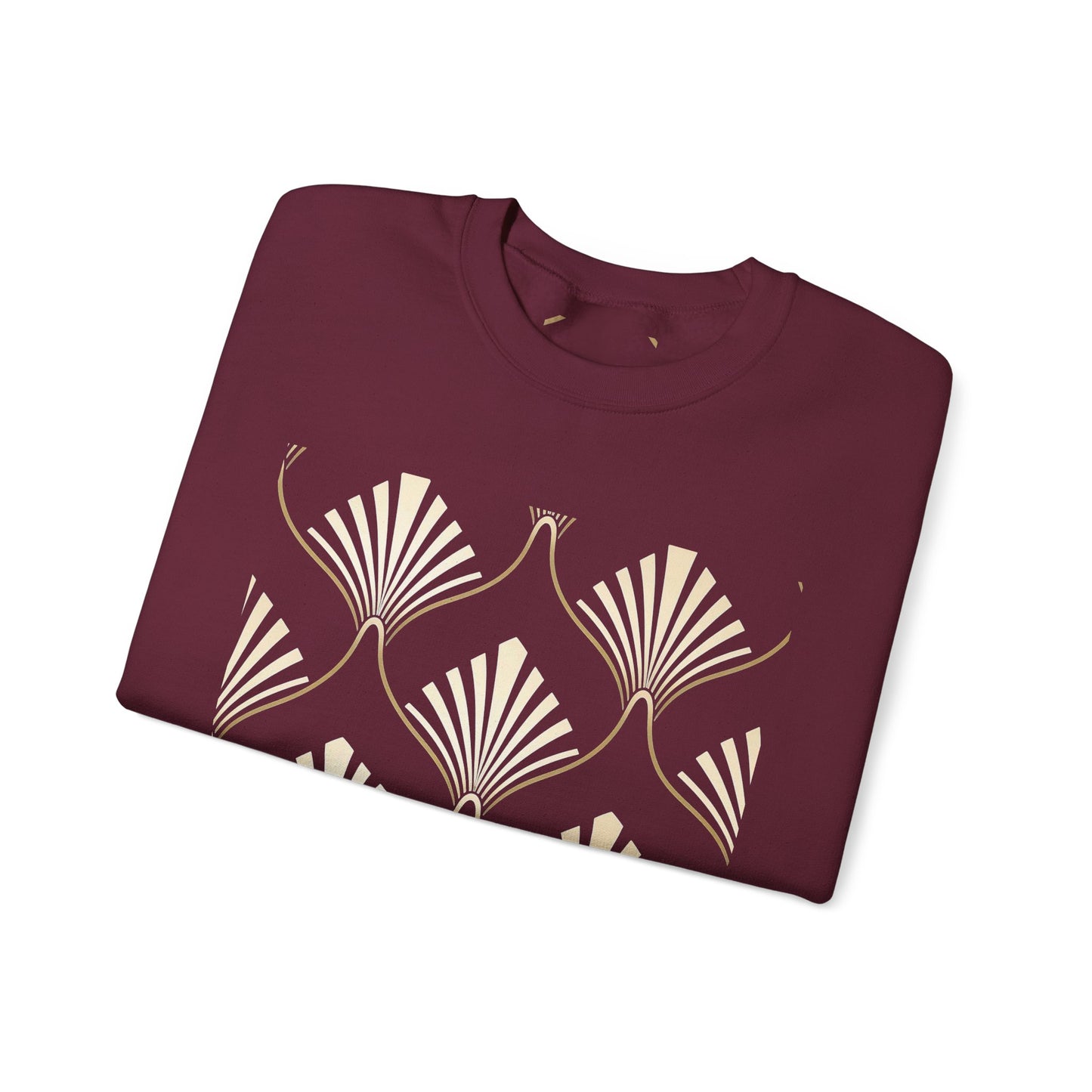 Elegant Gold Fan Pattern Crewneck Sweatshirt