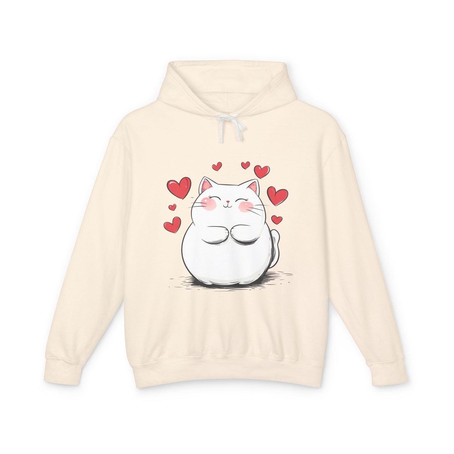 Cute Cat Love Lightweight Hooded Sweatshirt