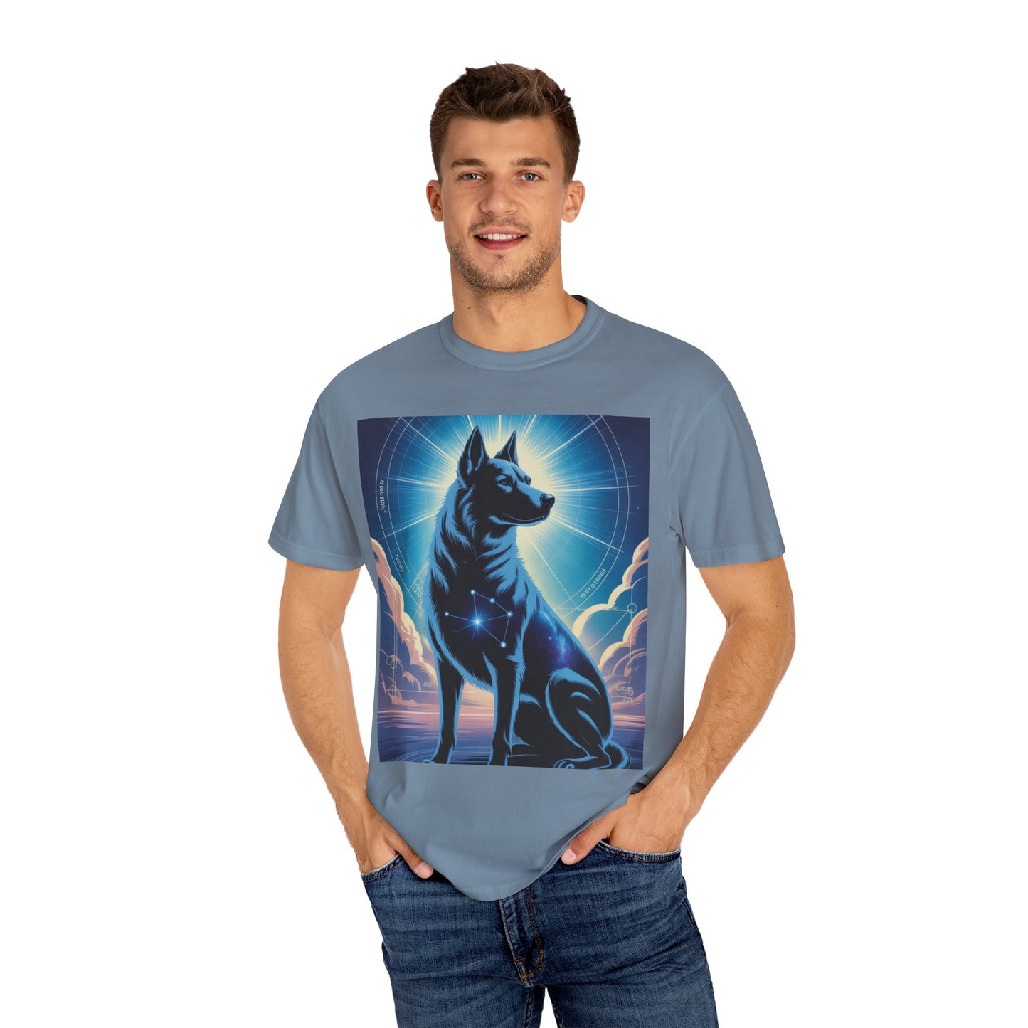 Cosmic Canine Men's T-shirt | Starry Dog Graphic Tee, Animal Lover Gift, Soft Cotton Top, Casual Wear, Unique Pet Shirt