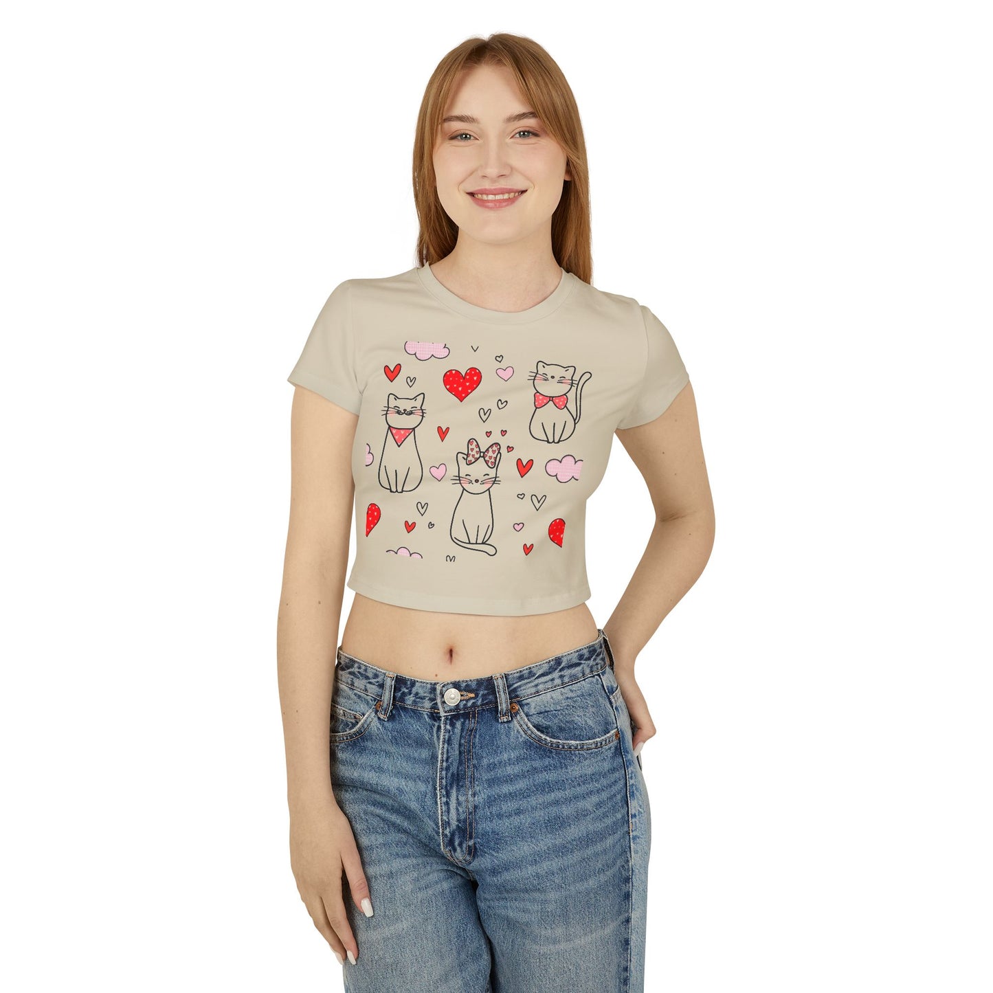 Camiseta de bebé para mujer con adorable diseño de corazón y adorable gato