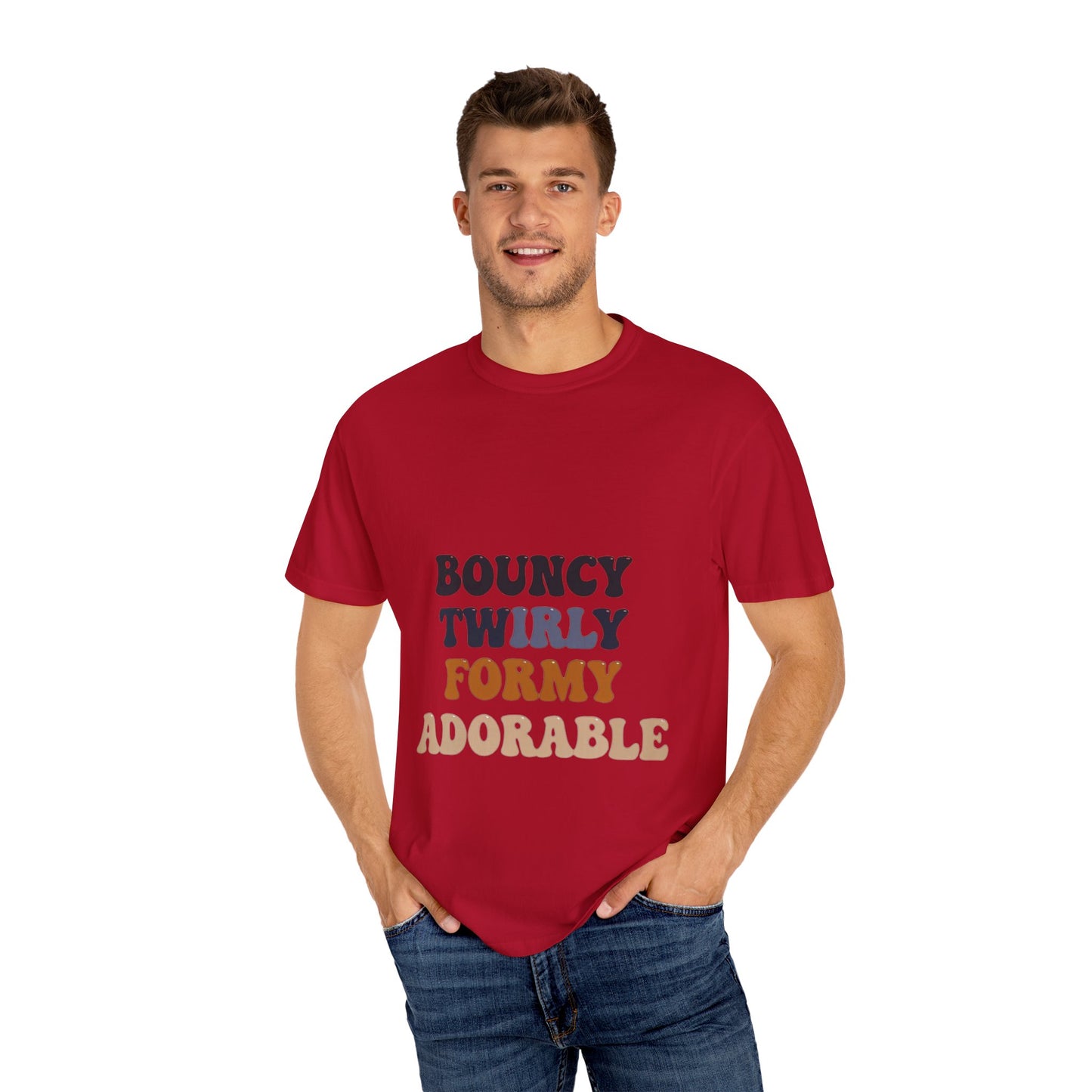 Bouncy Twirly Adorable T-Shirt – Men Garment-Dyed Tee for Fun Lovin' Souls