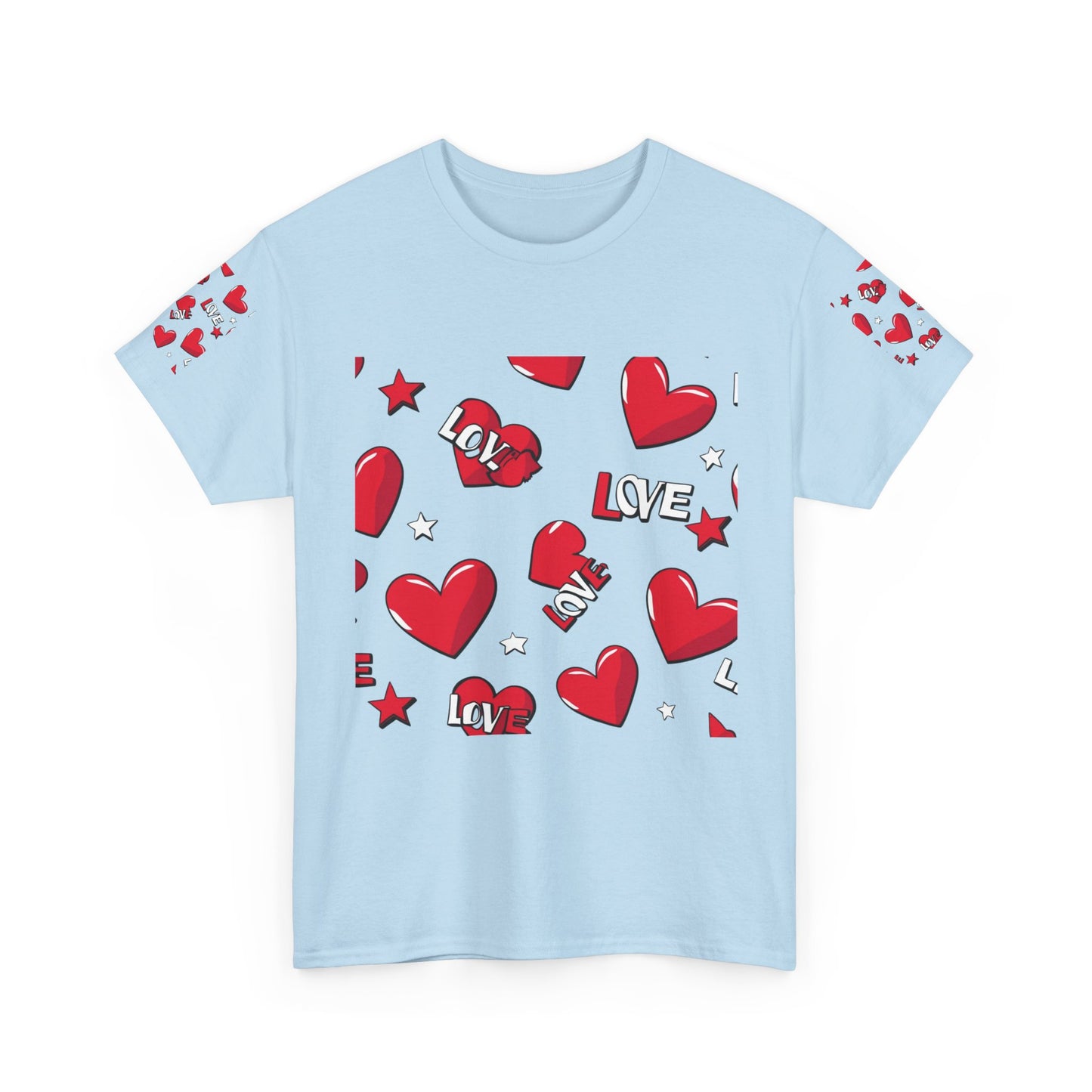 Romantic Love Heart Heavy Cotton Tee - Perfect for Everyday Wear