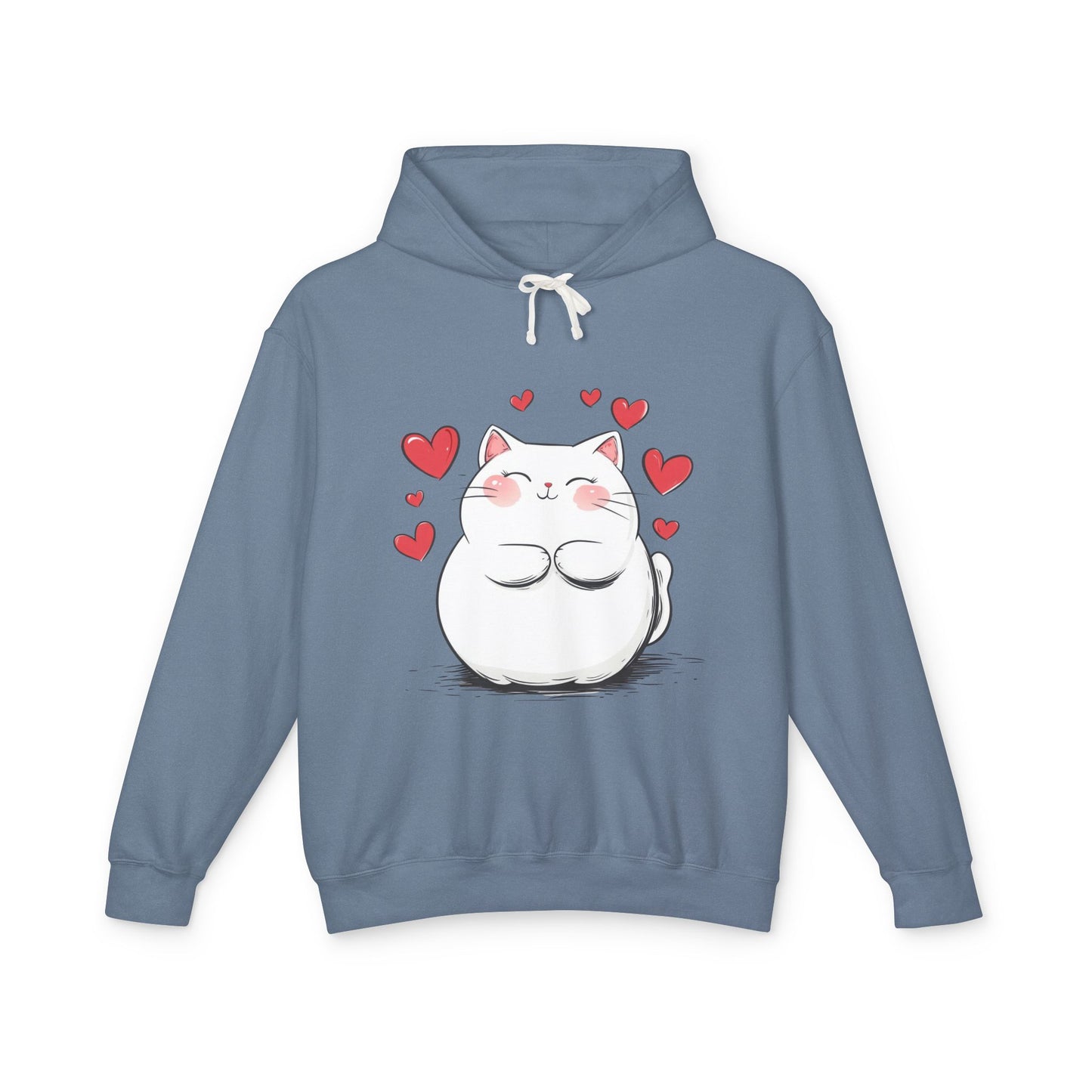 Cute Cat Love Lightweight Hooded Sweatshirt