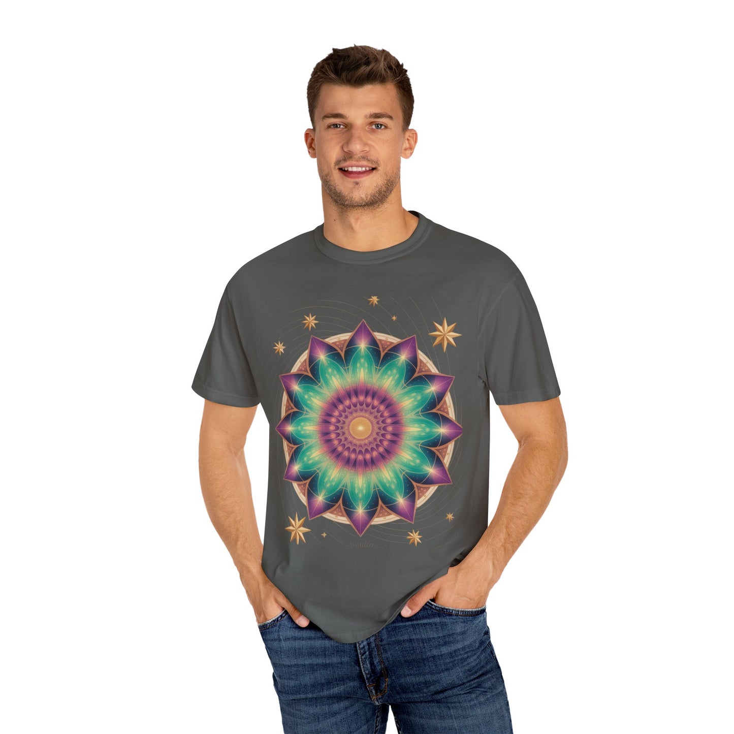 Tie-Dye Mandala T-Shirt, Spiritual Apparel, Bohemian Style Tee, Festival Wear, Eco-Friendly Fashion