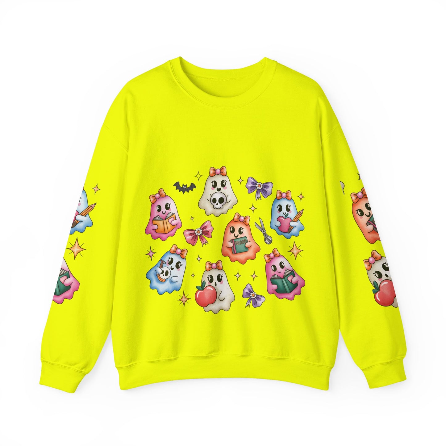 Cute Ghosts Women Crewneck Sweatshirt, Cozy Halloween Apparel, Spooky Season Outfit, Gift for Ghost Lovers, Funny Sweatshirt for Fall