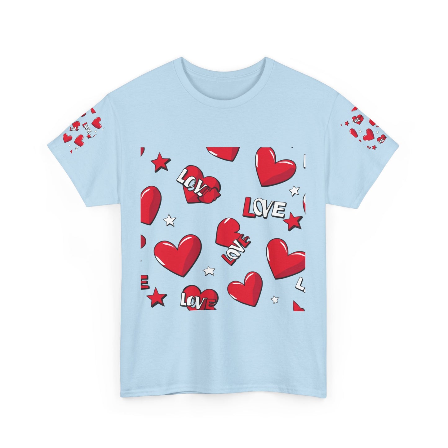 Romantic Love Heart Heavy Cotton Tee - Perfect for Everyday Wear