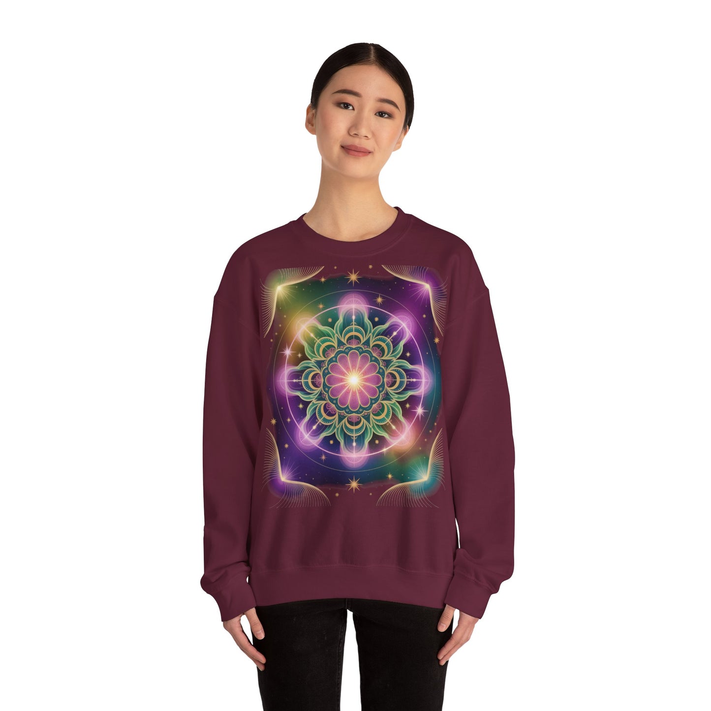 Cosmic Mandala Sweatshirt | Women's Crewneck | Soft Heavy Blend | Ideal for Cozy Nights, Meditation, Festivals, Gifts