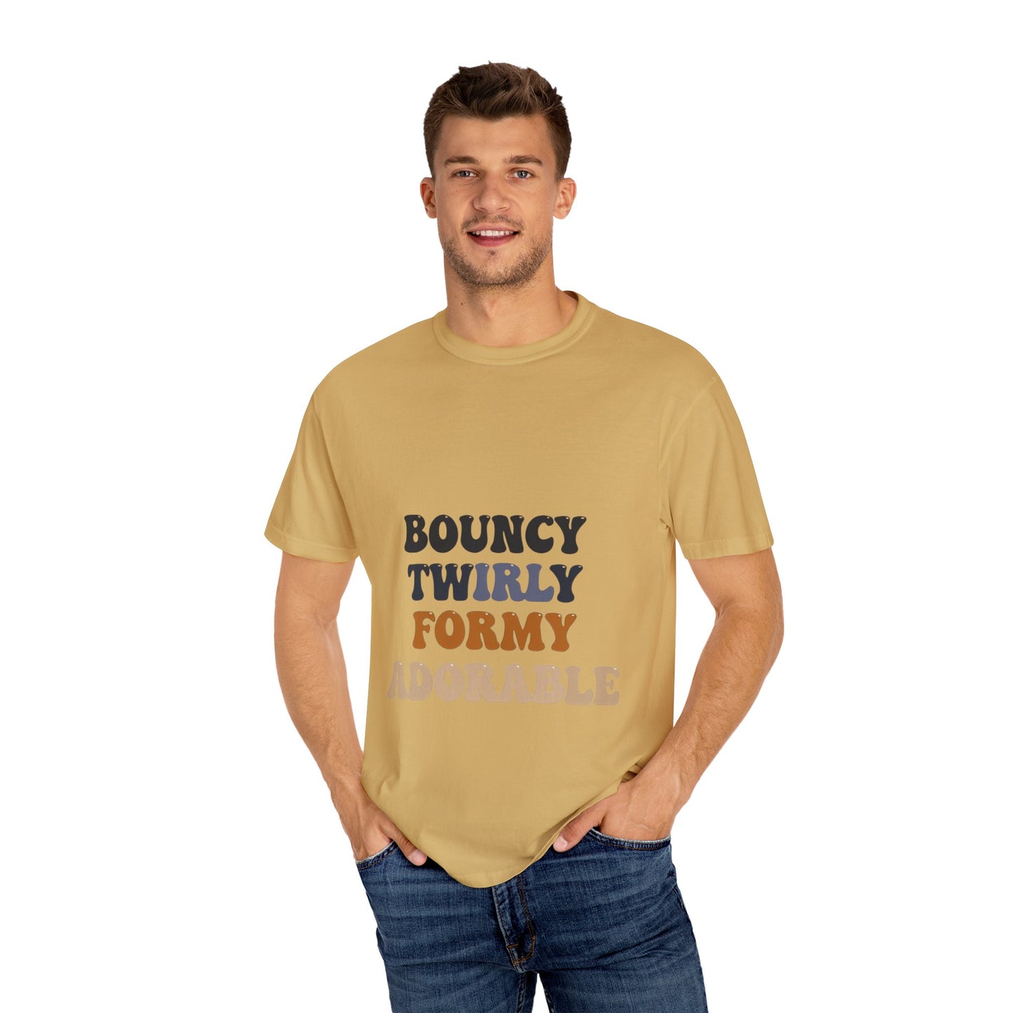 Bouncy Twirly Adorable T-Shirt – Men Garment-Dyed Tee for Fun Lovin' Souls