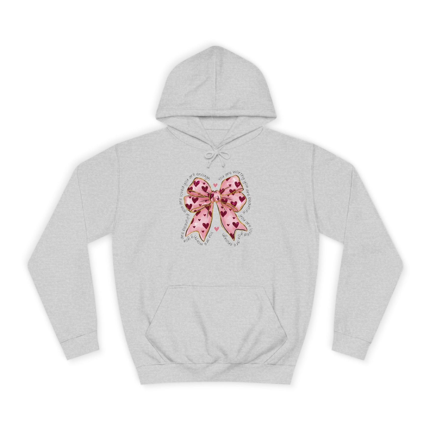 Cute Pink Bow College Hoodie - Stylish & Comfy