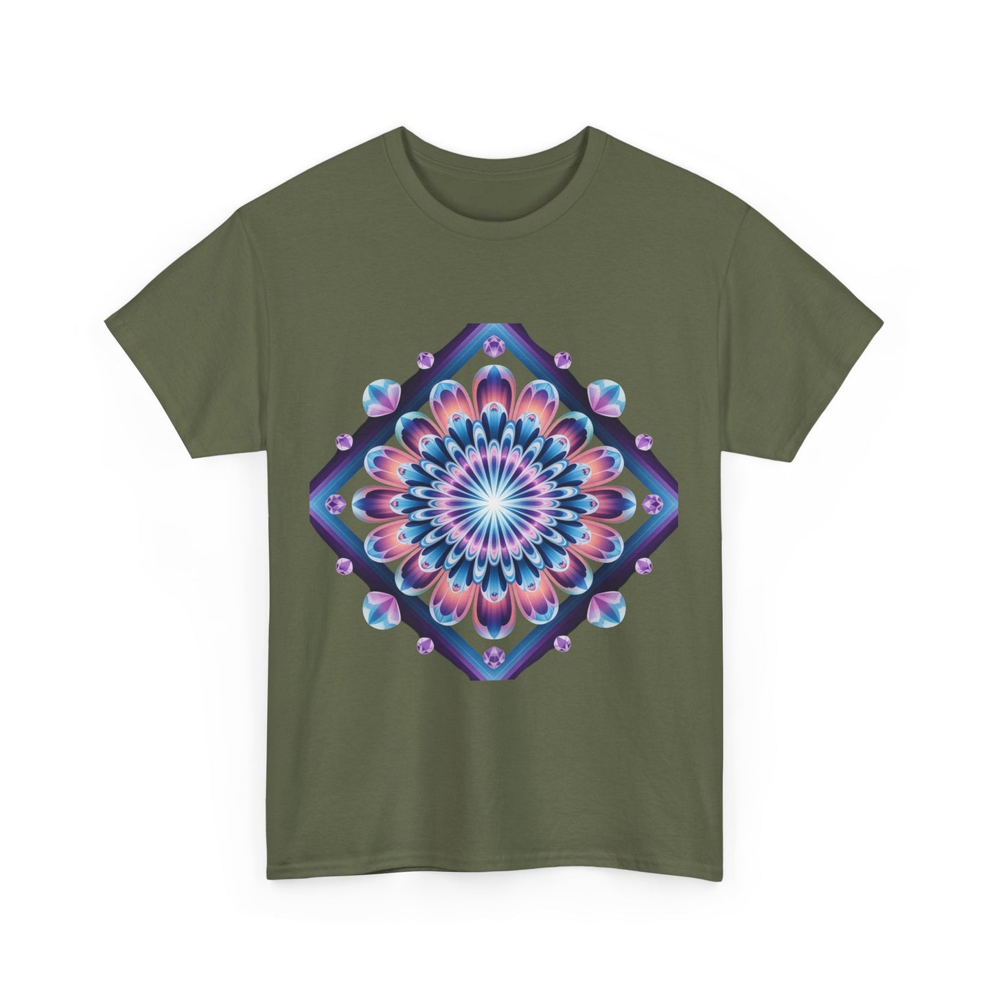 Vibrant Mandala Tee - Heavy Cotton Shirt, Bohemian Style Top, Casual Wear, Gift for Her, Festival Fashion, Summer Style