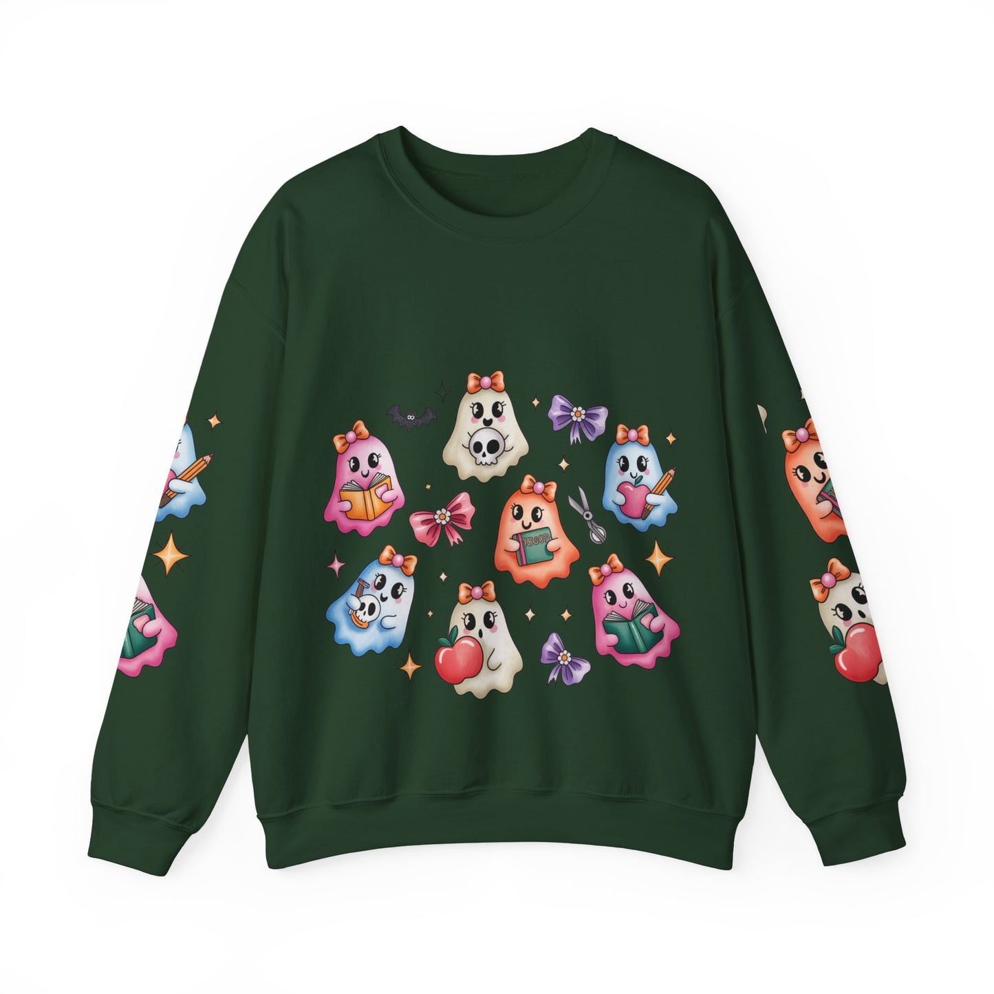 Cute Ghosts Women Crewneck Sweatshirt, Cozy Halloween Apparel, Spooky Season Outfit, Gift for Ghost Lovers, Funny Sweatshirt for Fall