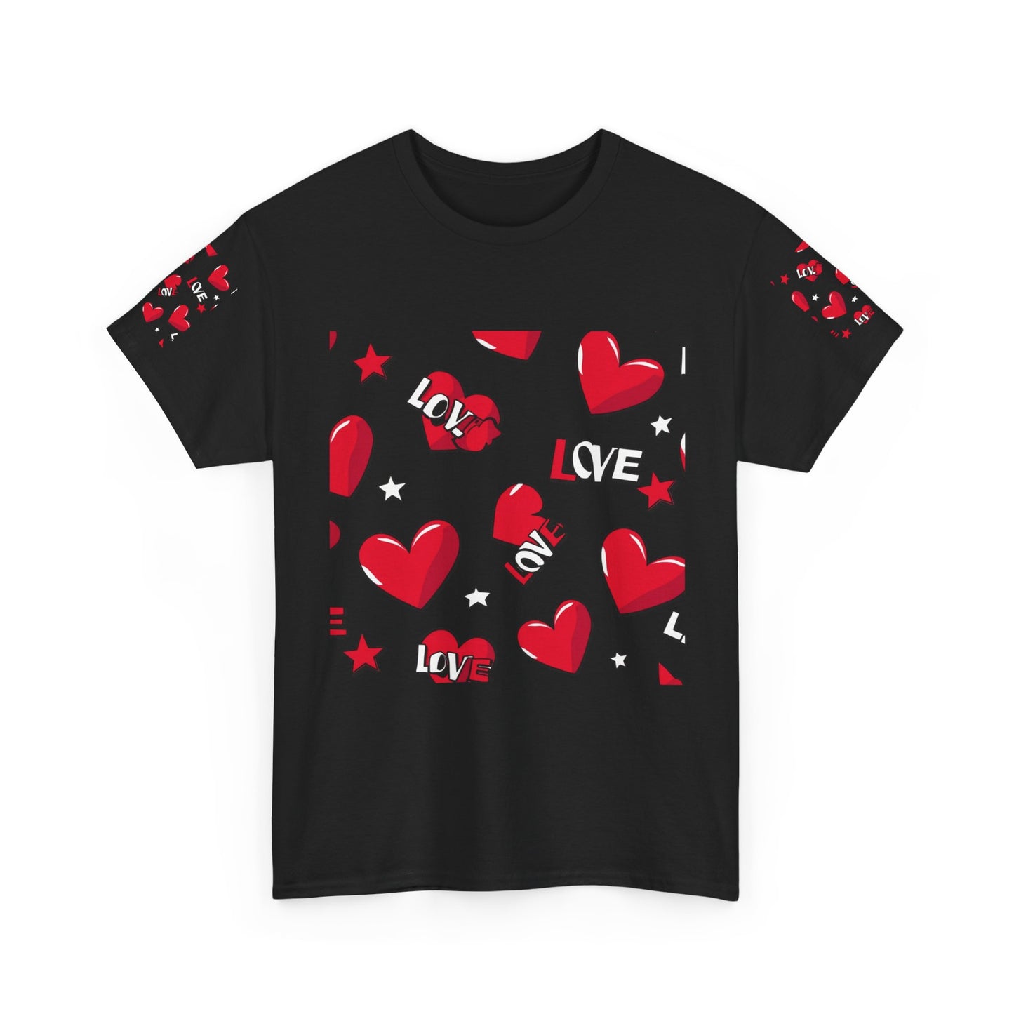 Romantic Love Heart Heavy Cotton Tee - Perfect for Everyday Wear