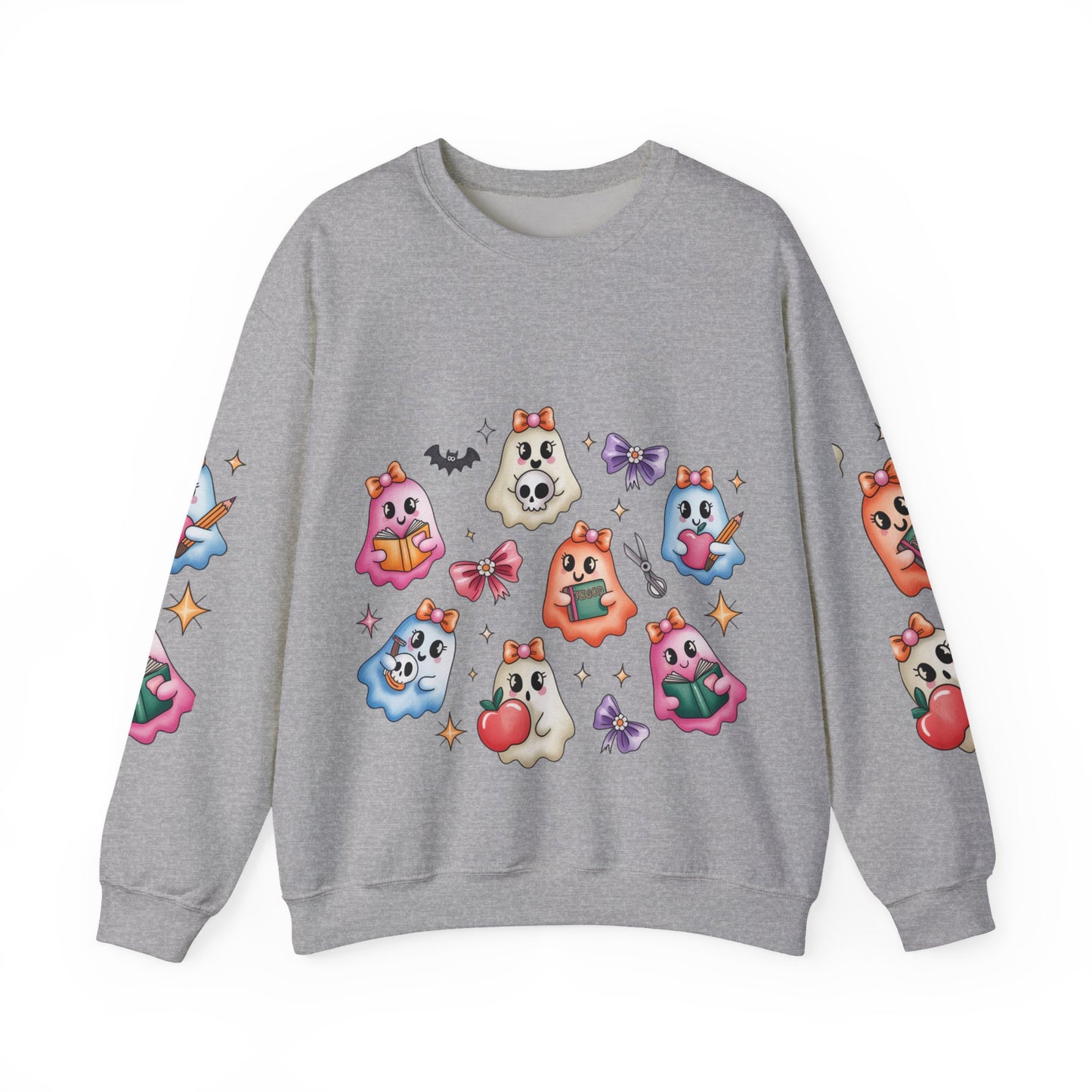 Cute Ghosts Women Crewneck Sweatshirt, Cozy Halloween Apparel, Spooky Season Outfit, Gift for Ghost Lovers, Funny Sweatshirt for Fall
