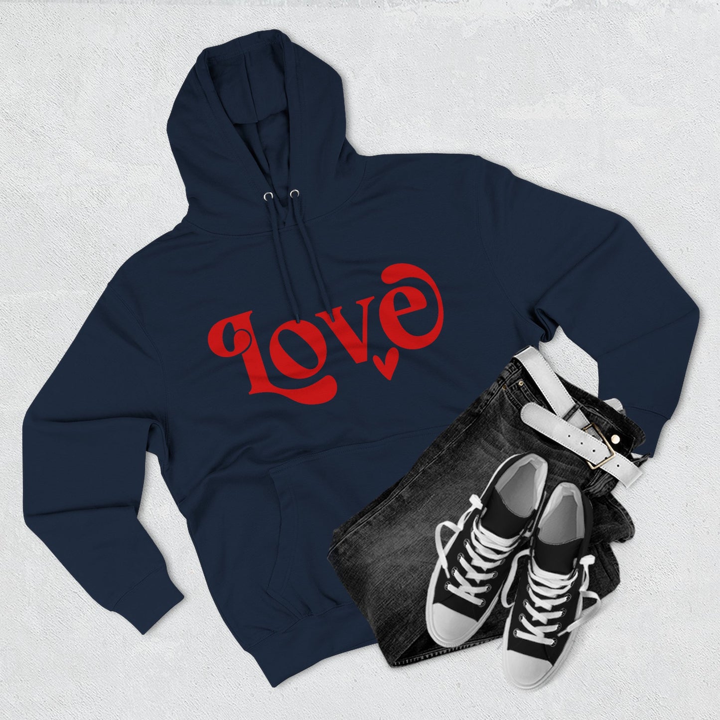 Sudadera con capucha de polar de tres paneles con gráfico Love