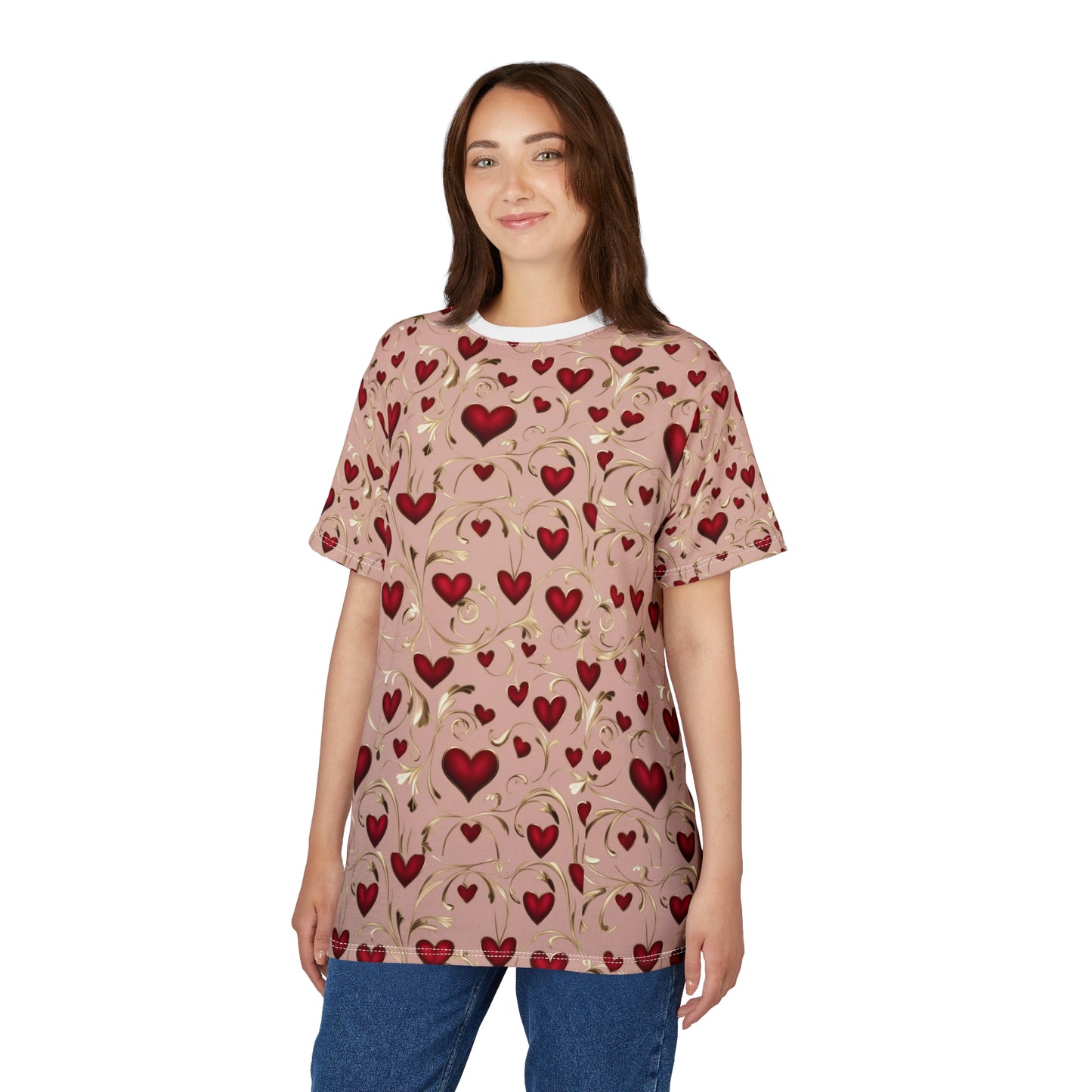 Camiseta con estampado de corazones con diseño romántico y divertido