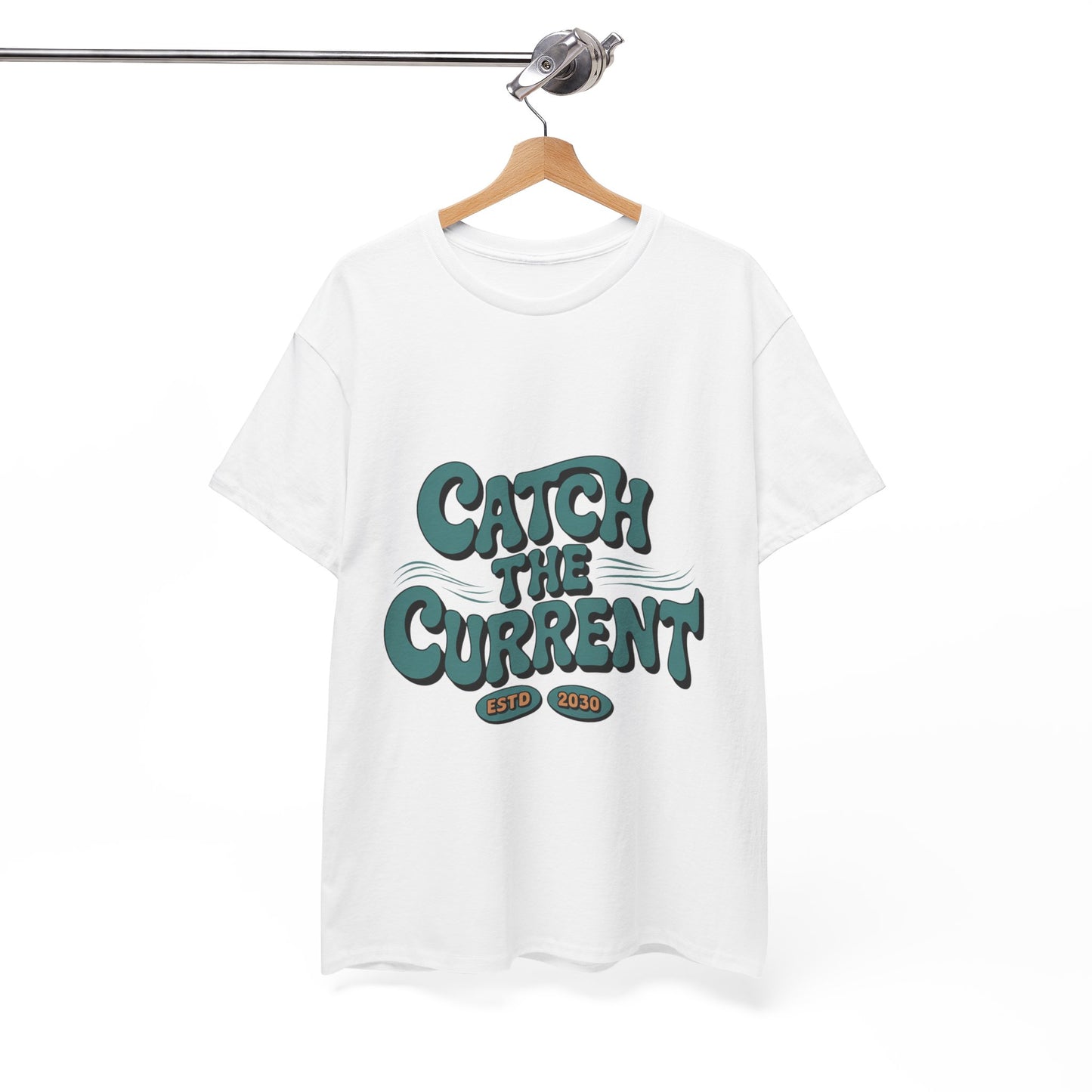Catch the Current Tee, Relaxed Cotton T-Shirt, Beach Vibe Top, Casual Wear, Perfect Gift for Surfers, Summer Fun
