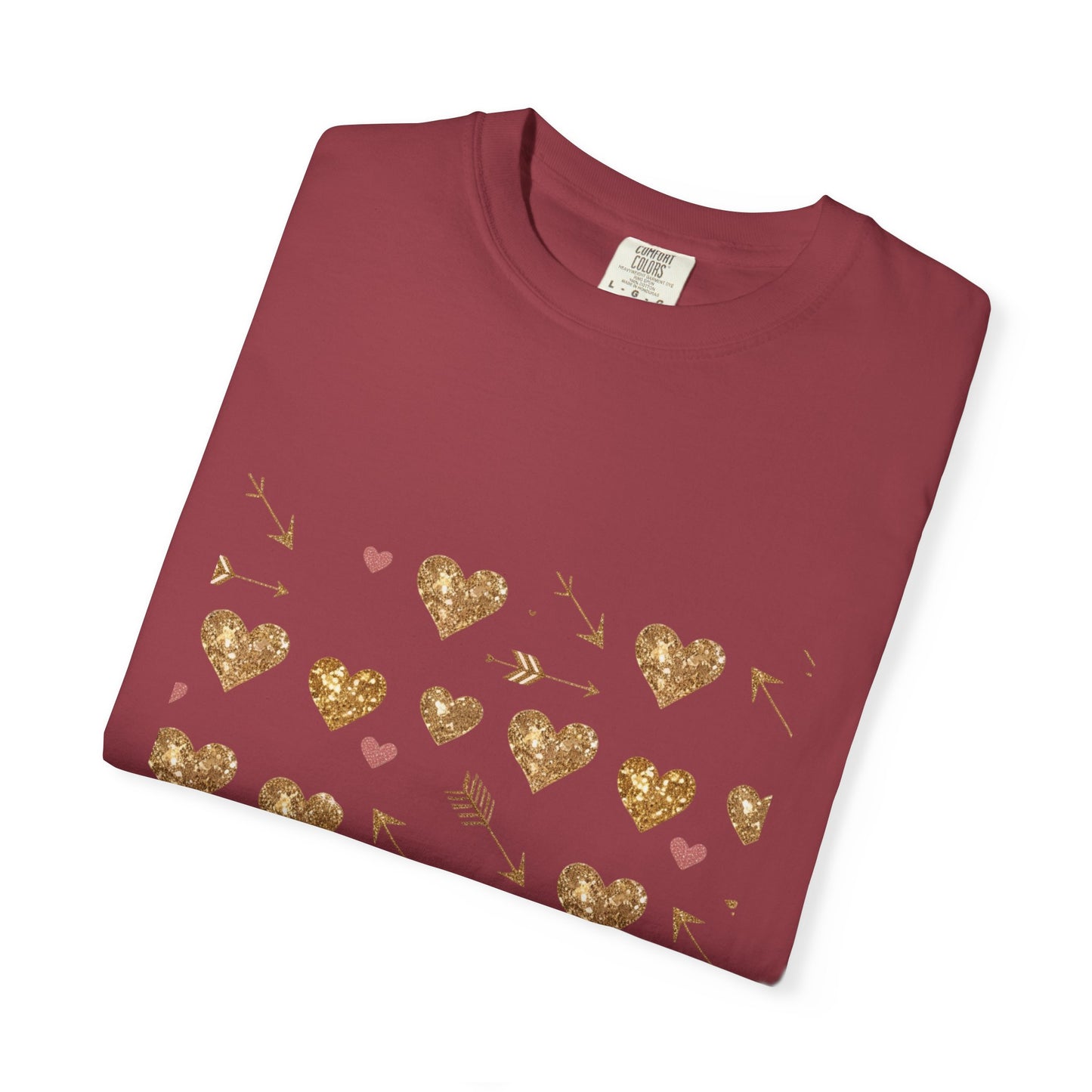 Gold Heart Pattern Women T-Shirt - Perfect for Everyday Love